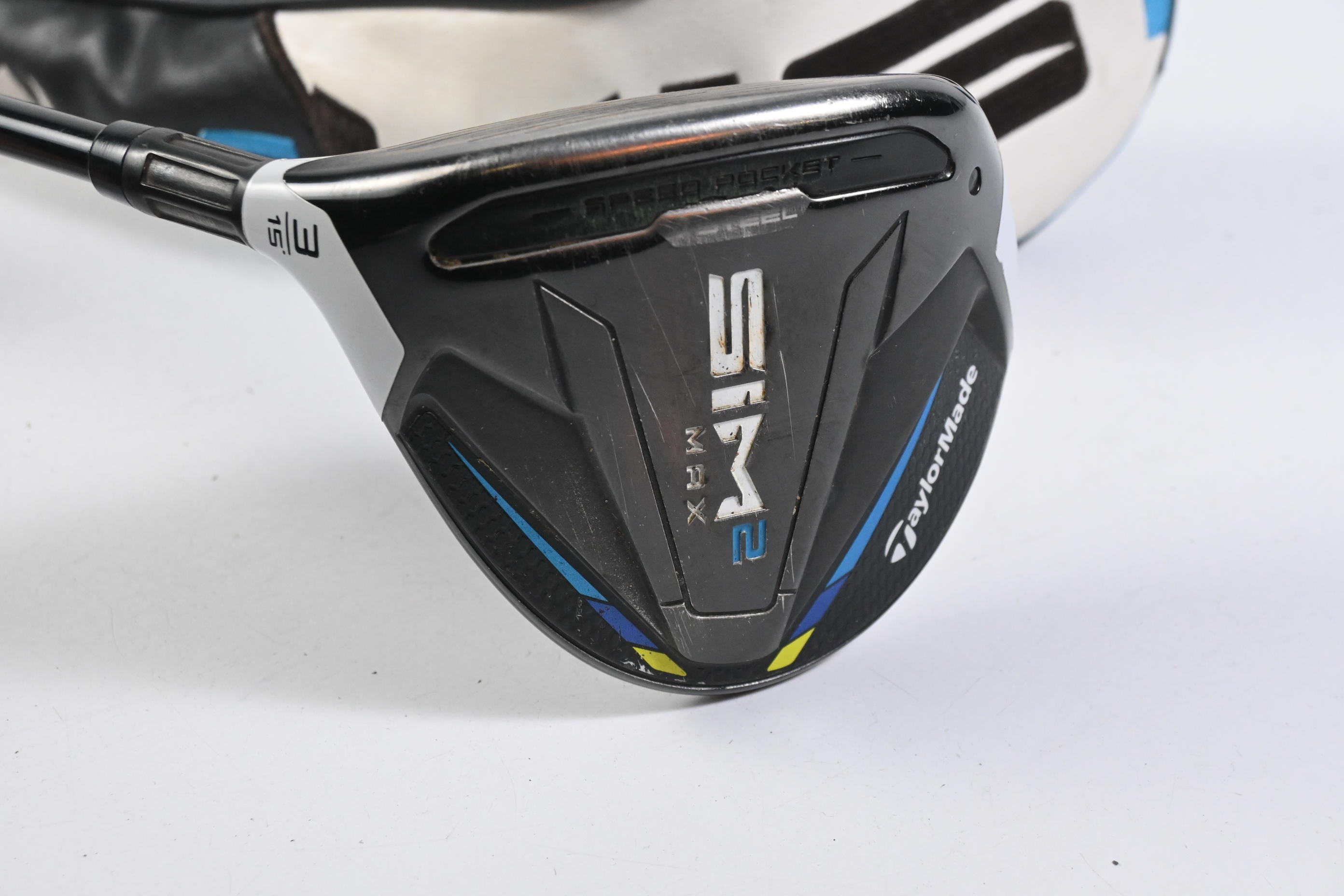 Left Hand Taylormade SIM2 Max #3 Wood / 15 Degree / X-Flex Hzrdus Smoke Black 80