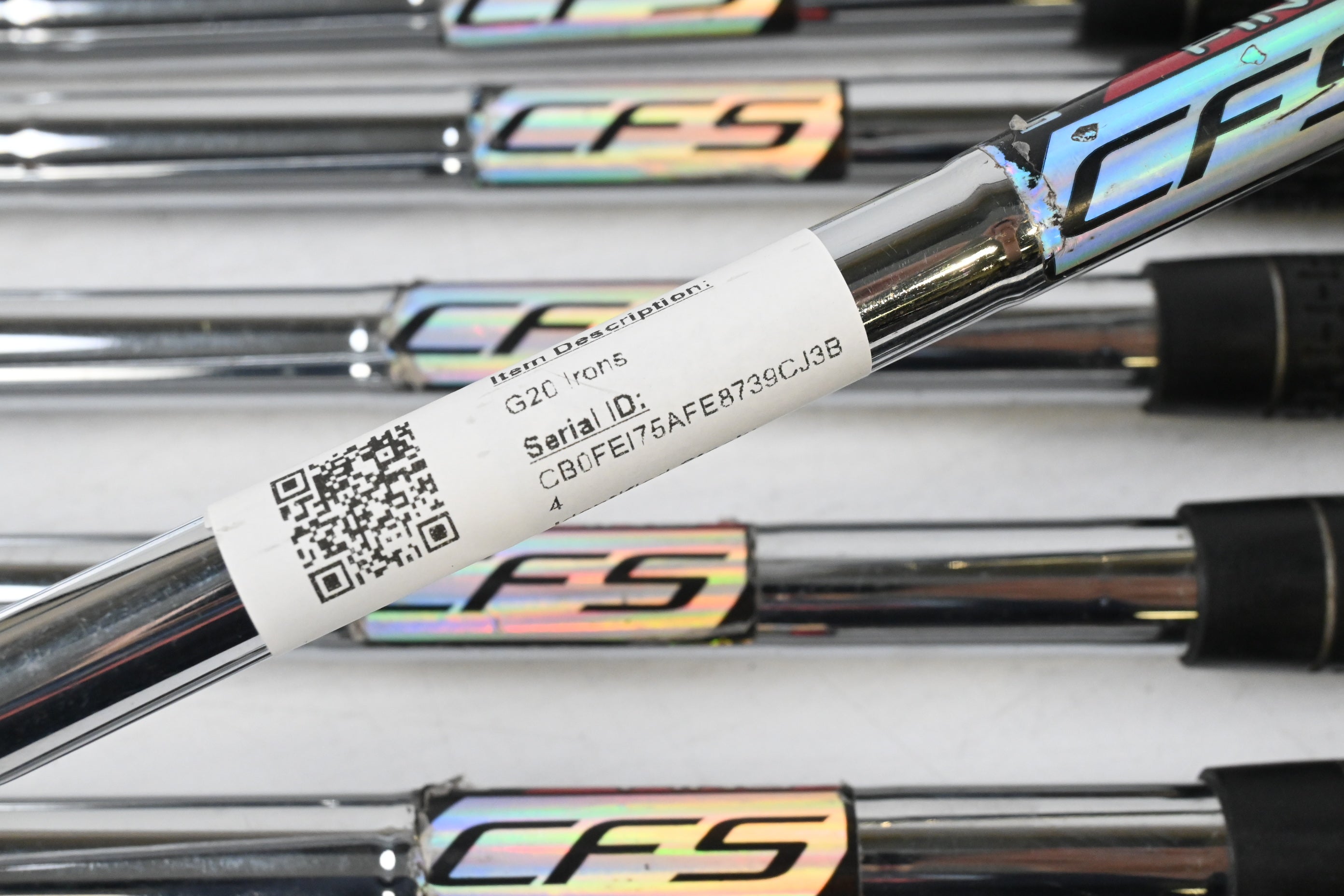 Ping G20 Irons / 3-PW+GW+SW / White Dot / Stiff Flex Ping CFS Shafts
