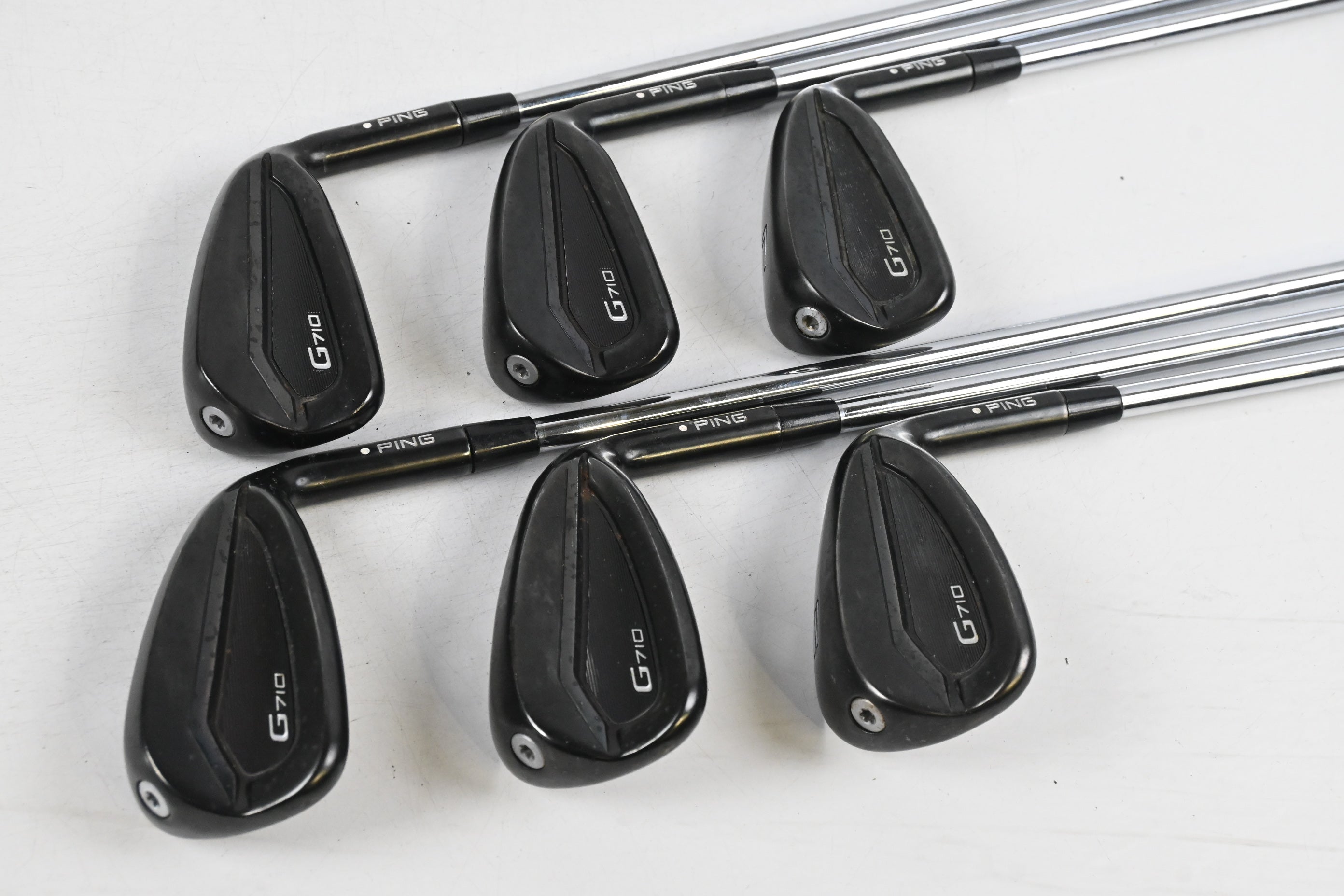 Ping G710 Irons / 5-PW / White Dot / Regular Flex Ping AWT 2.0 Shafts