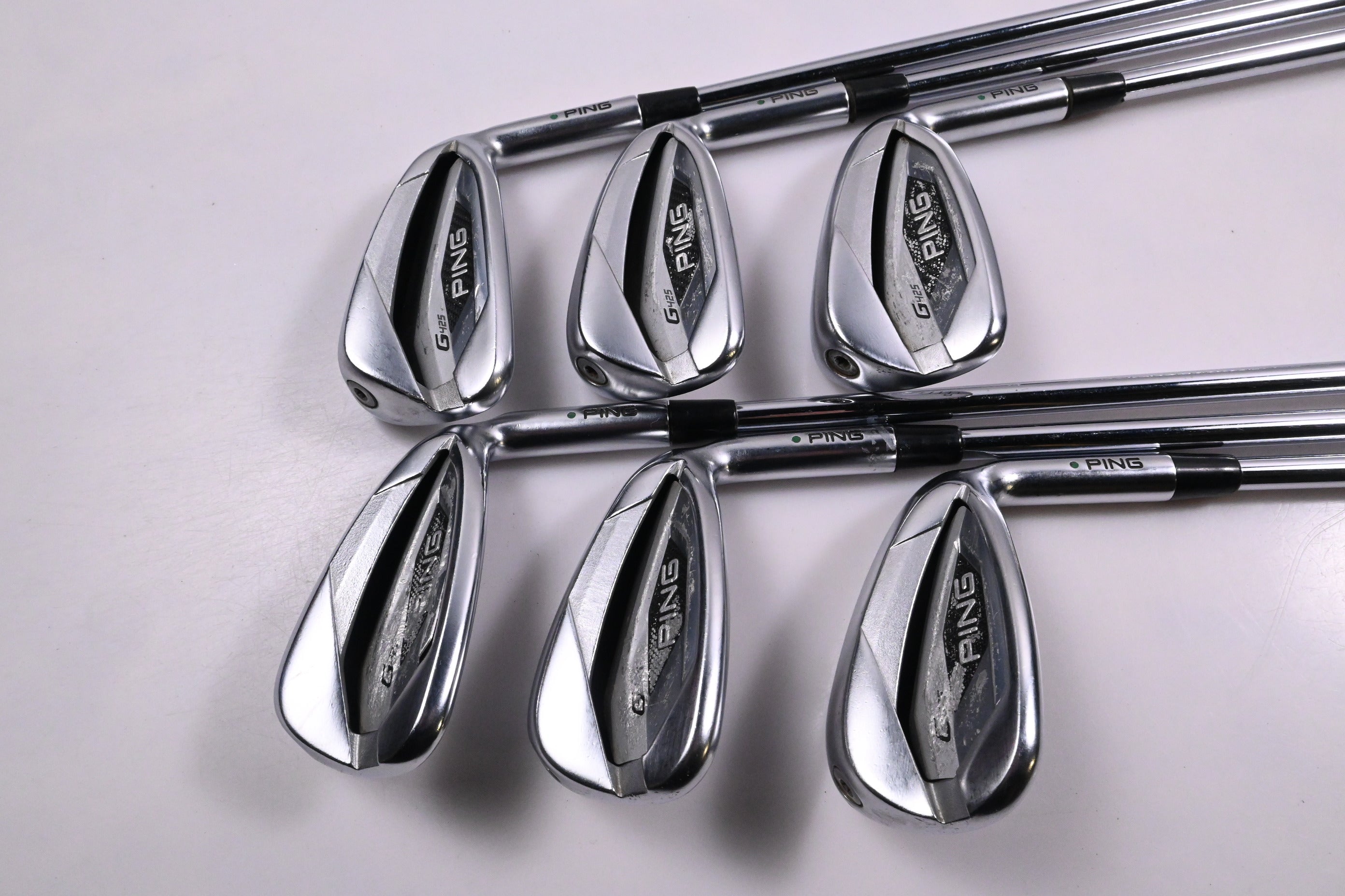 Ping G425 Irons / 6-PW+SW / Green Dot / Regular Flex Ping AWT 2.0 Shafts
