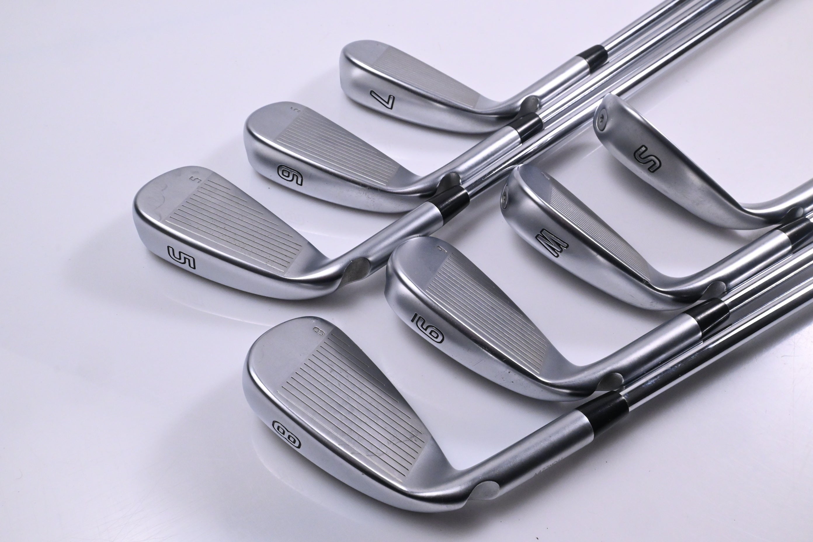 Ping G425 Irons / 5-PW+SW / Green Dot / Stiff Flex Ping AWT 2.0 Shafts
