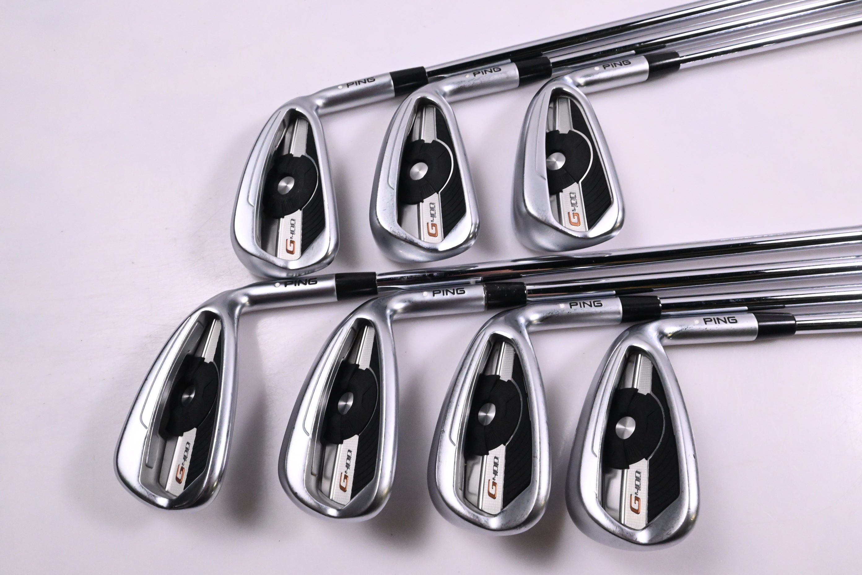 Ping G400 Irons / 5-PW+UW / White Dot / Regular Flex Ping AWT 2.0 Shafts