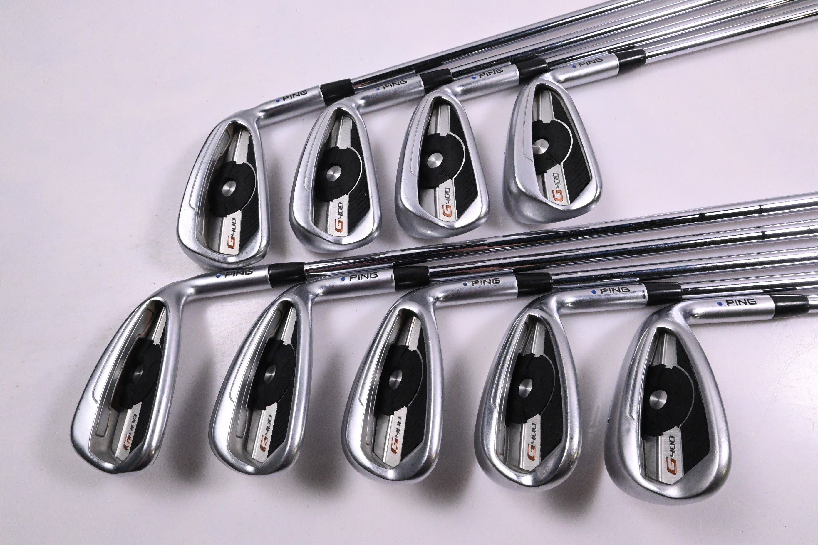 Ping G400 Irons / 4-PW+SW+LW / Blue Dot / Senior Flex Ping CFS Distance Shafts