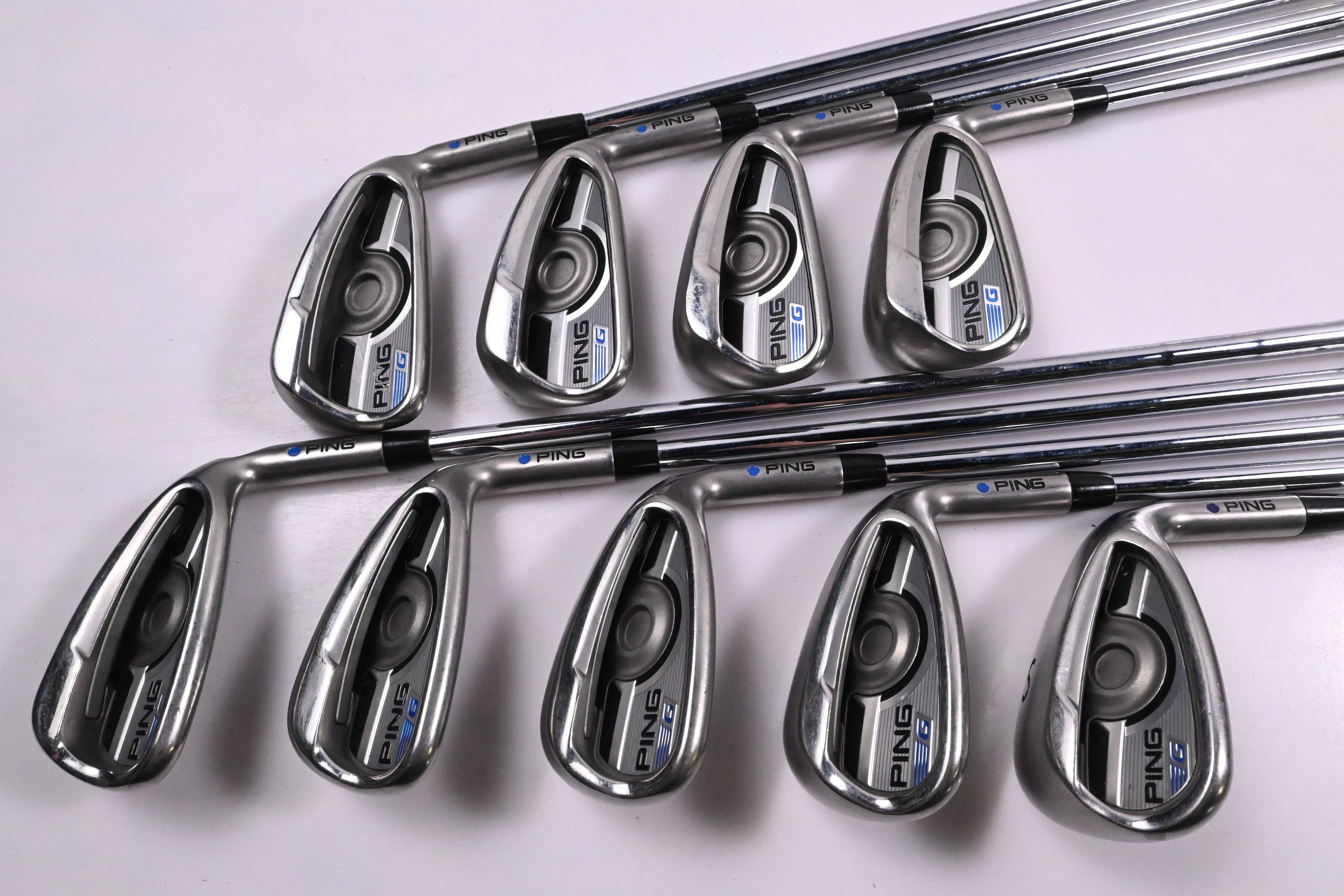 Ping G Series Irons / 4-PW+UW+SW / Blue Dot / Regular Flex Ping AWT 2.0