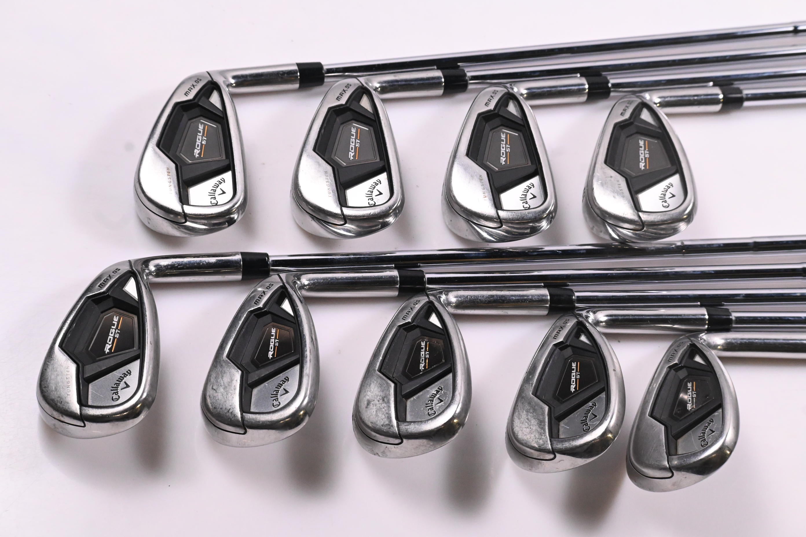 Callaway Rogue ST Max OS Irons / 5-PW+AW+GW+SW / Stiff Flex Elevate MPH 85