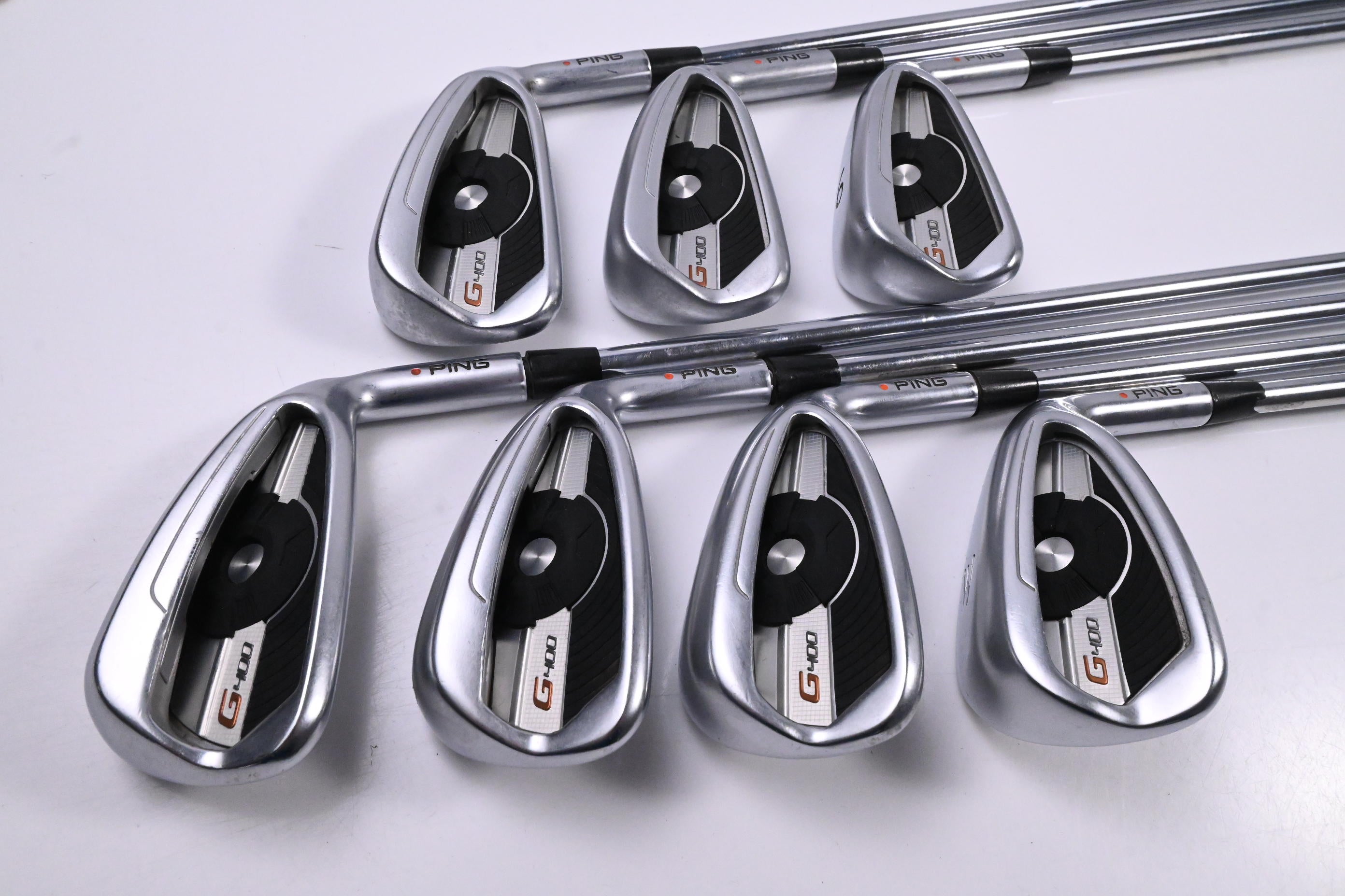 Ping G400 Irons / 4-PW / Orange Dot / Regular Flex Ping AWT 2.0 Shafts