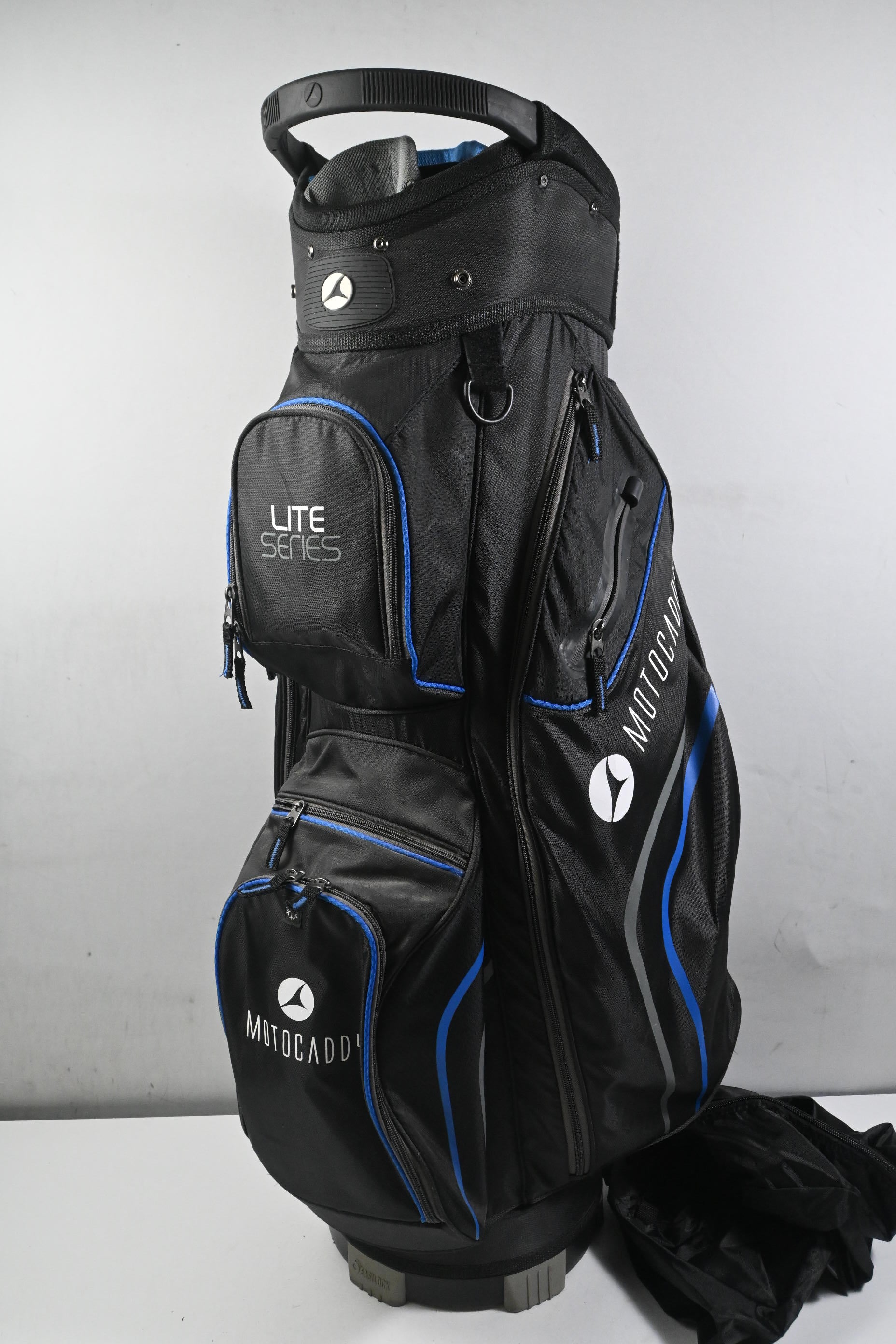Motocaddy Lite Series Cart Bag / 14-Way Divider / Black, Blue & White