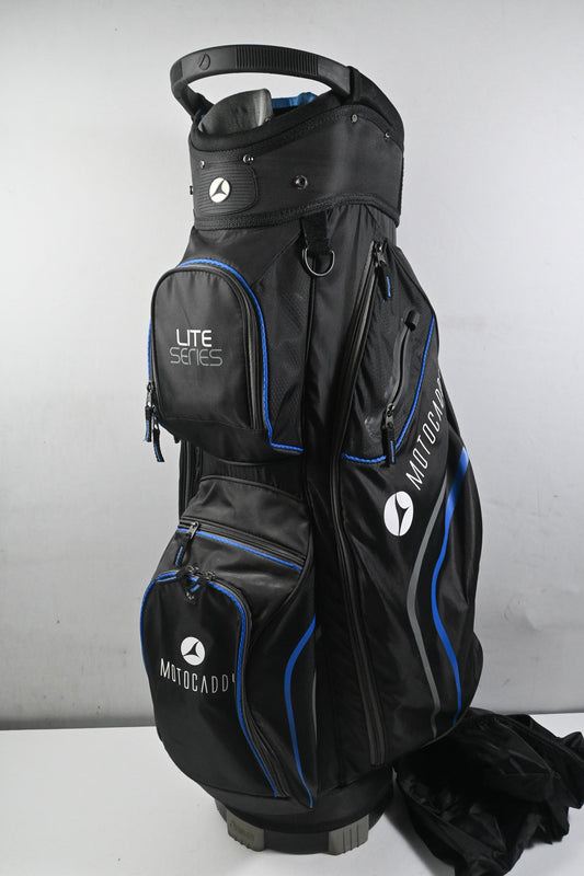 Motocaddy Lite Series Cart Bag / 14-Way Divider / Black, Blue & White