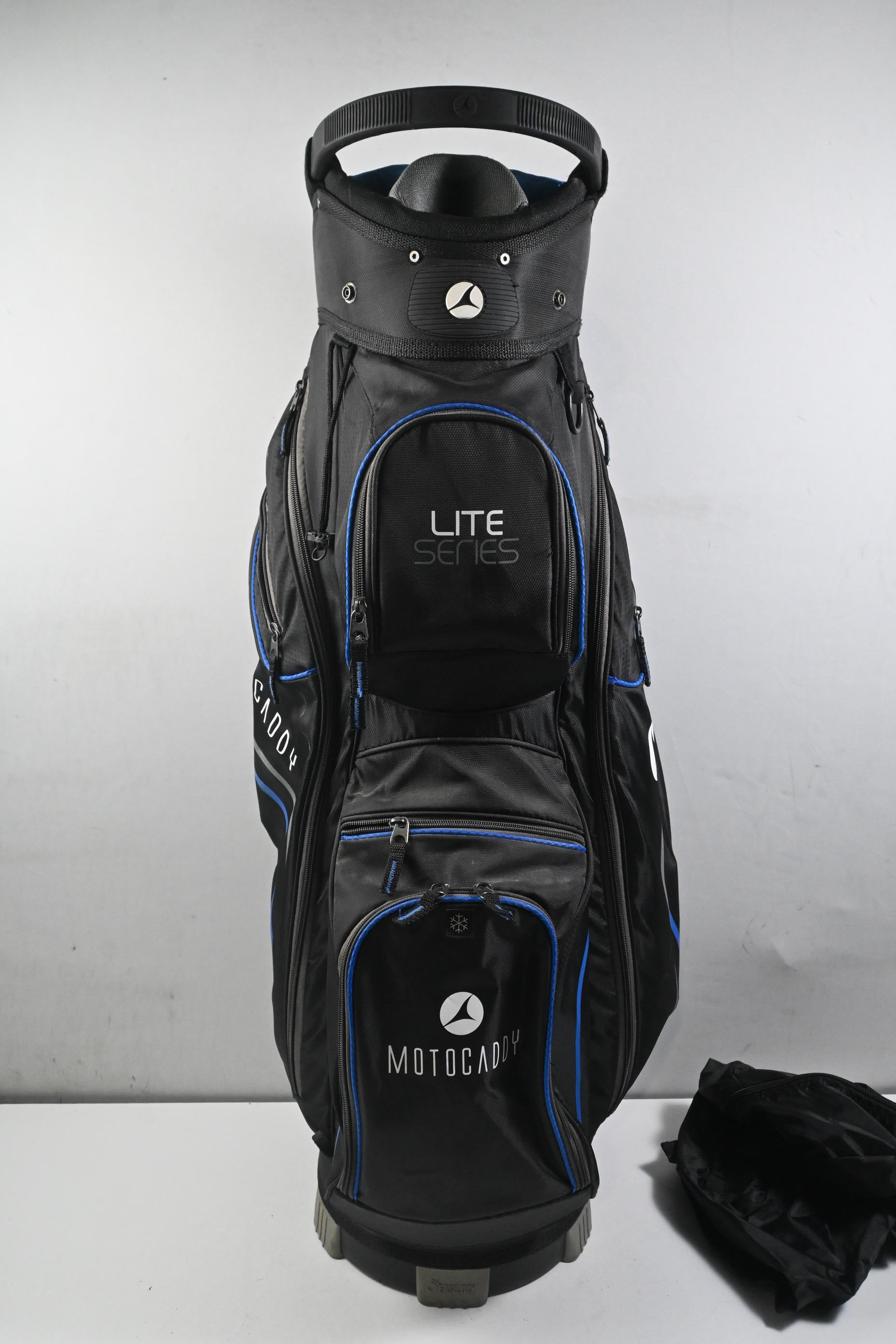 Motocaddy Lite Series Cart Bag / 14-Way Divider / Black, Blue & White