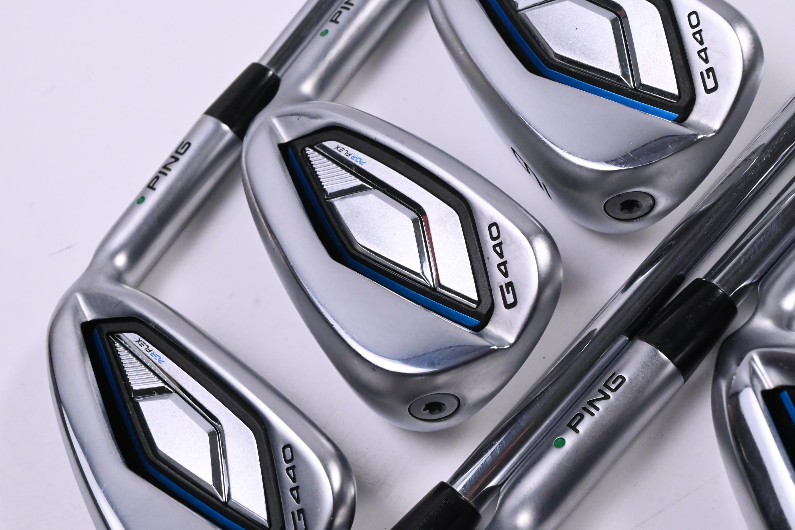 Ping G440 Irons / 7-PW+GW+52+56 / Green Dot / Regular Flex Ping AWT 3.0 Shafts