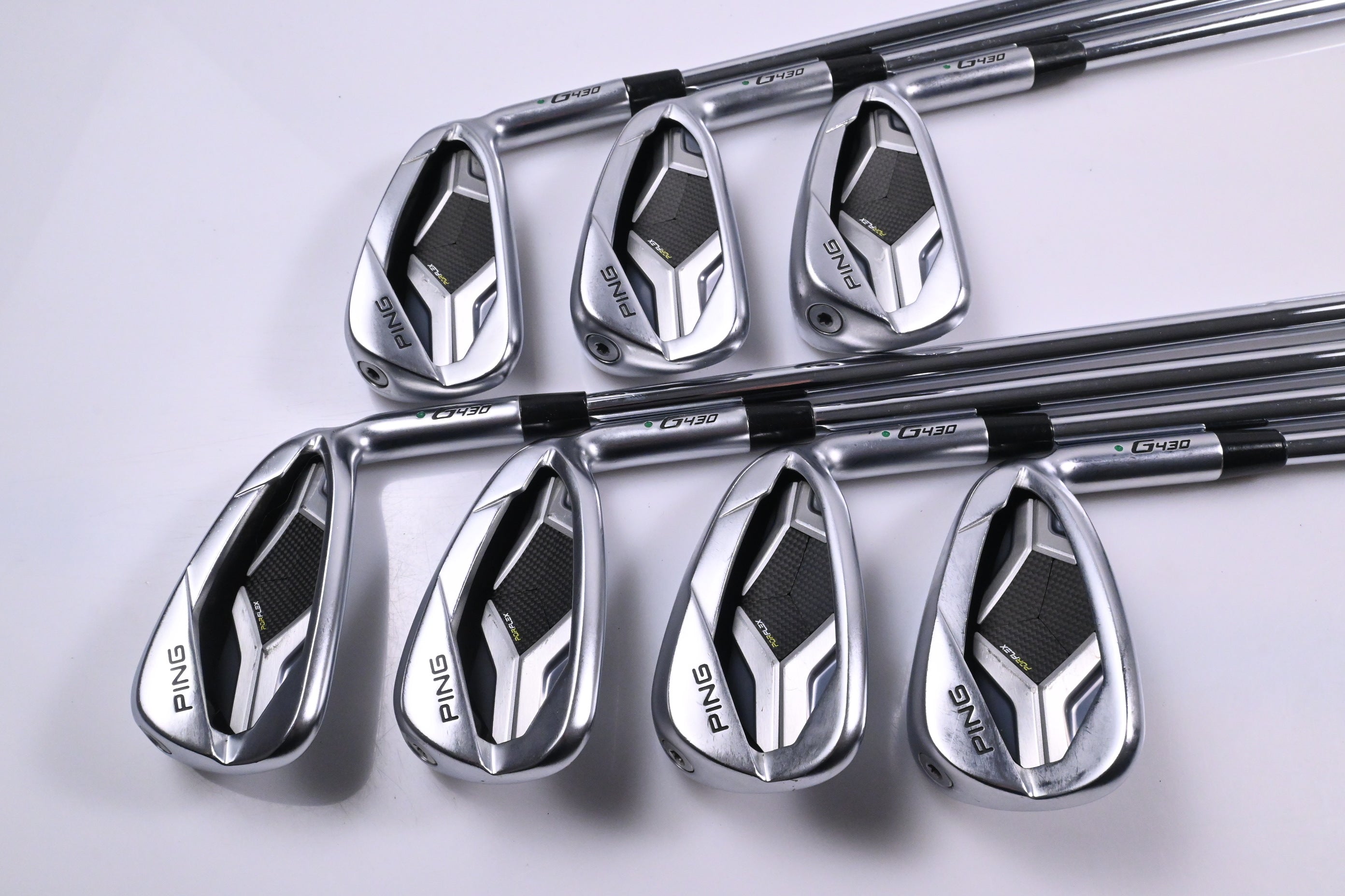 Ping G430 Irons / 4-PW / Green Dot / Stiff Flex Dynamic Gold 105 S300 Shafts
