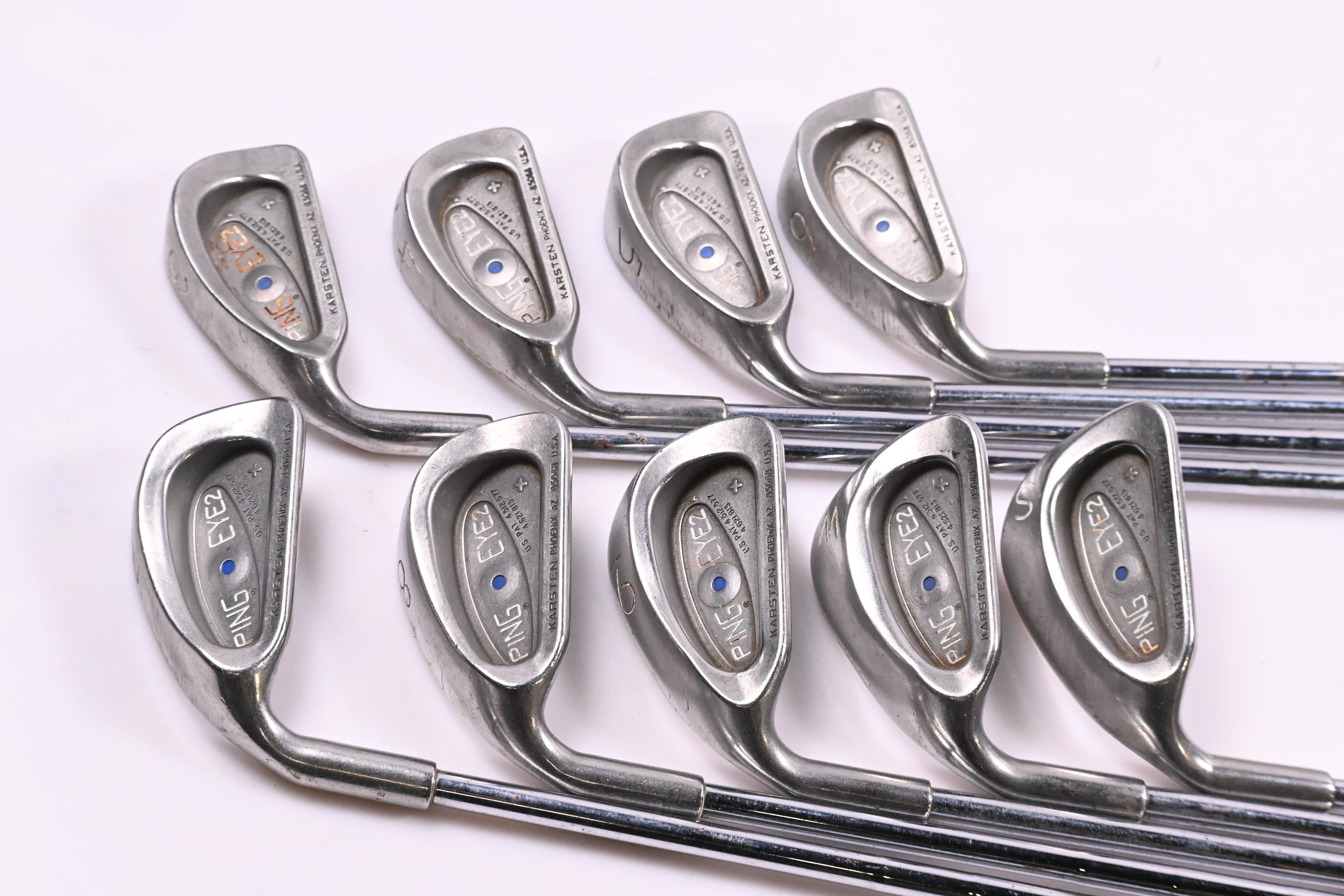 Left Hand Ping Karsten Eye 2+ Irons / 3-PW+SW / Blue Dot / Stiff Flex ZZ-Lite