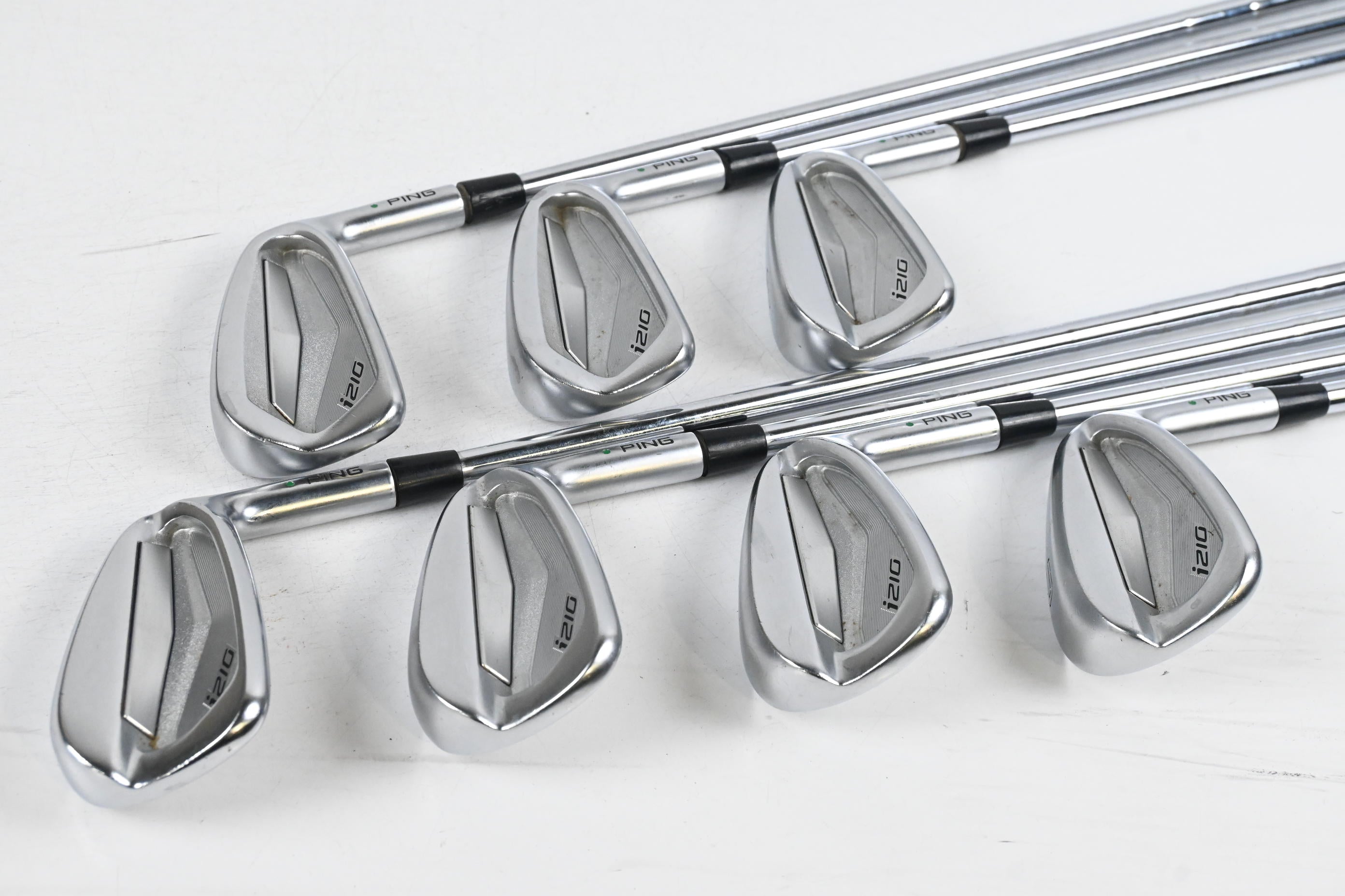 Ping i210 Irons / 5-PW+GW / Green Dot / Stiff Flex Ping AWT 2.0 Shafts