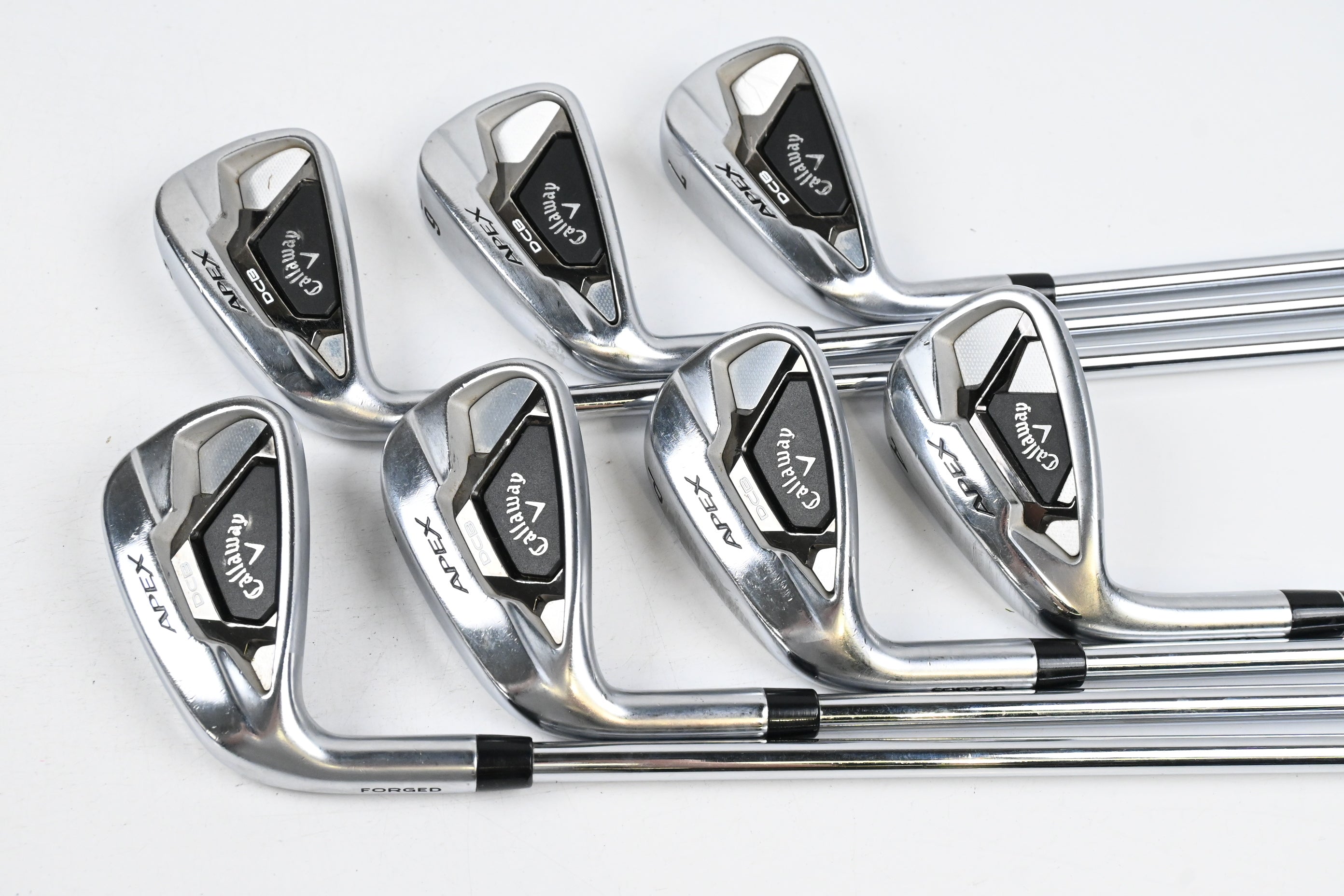 Left Hand Callaway Apex DCB Irons / 5-PW+GW / Regular Flex Elevate 95 Shafts