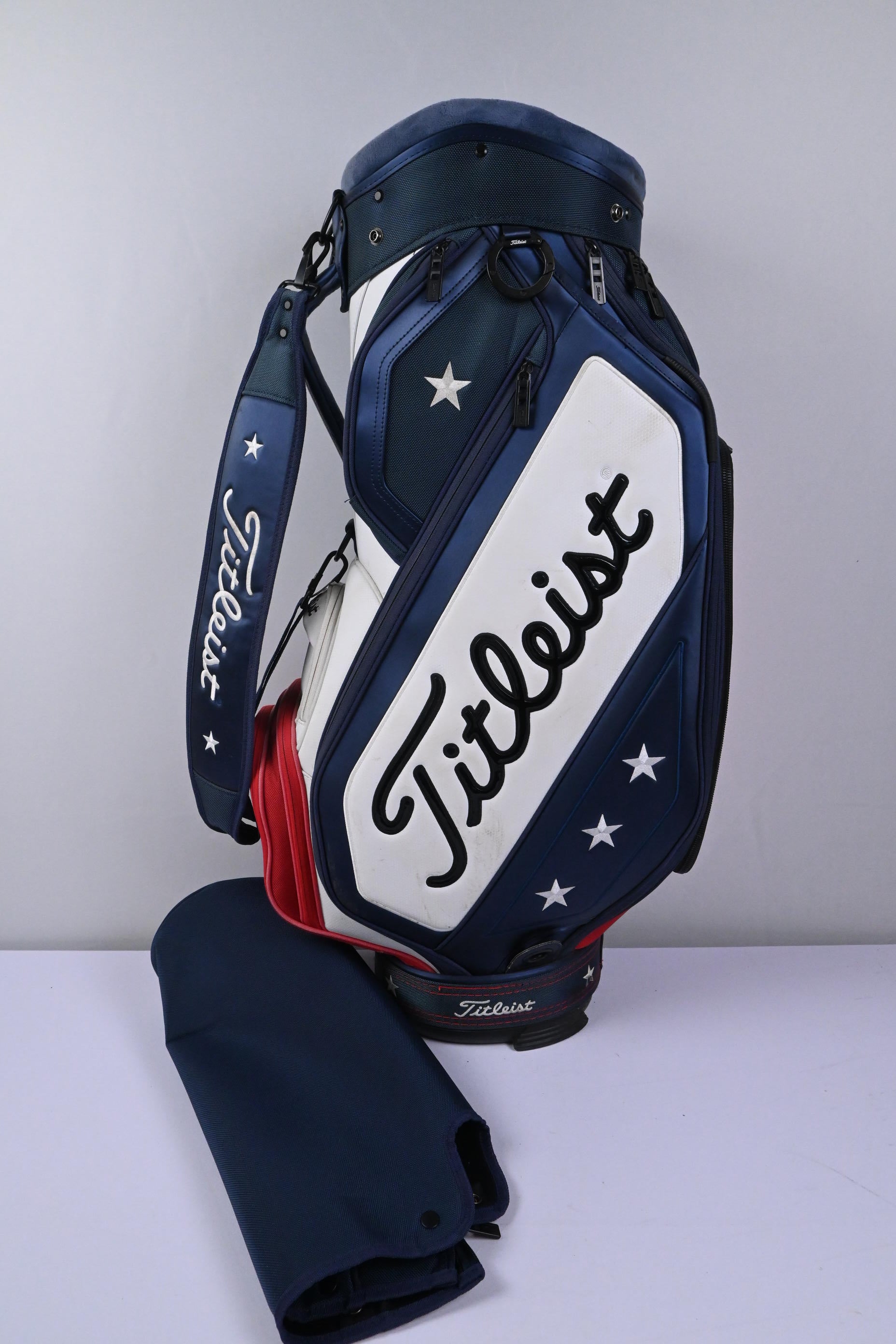 Titleist U.S. Open Tour Staff Cart Bag / 6-Way Divider / Blue, Red & White