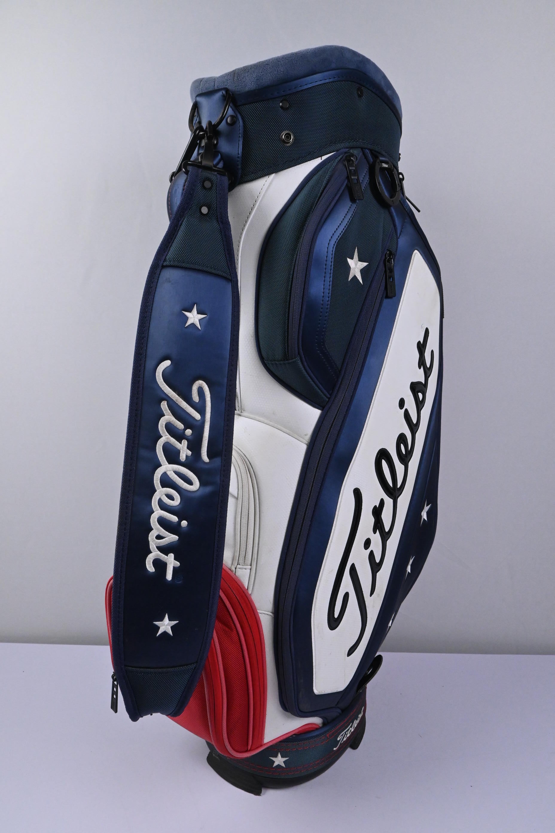 Titleist U.S. Open Tour Staff Cart Bag / 6-Way Divider / Blue, Red & White
