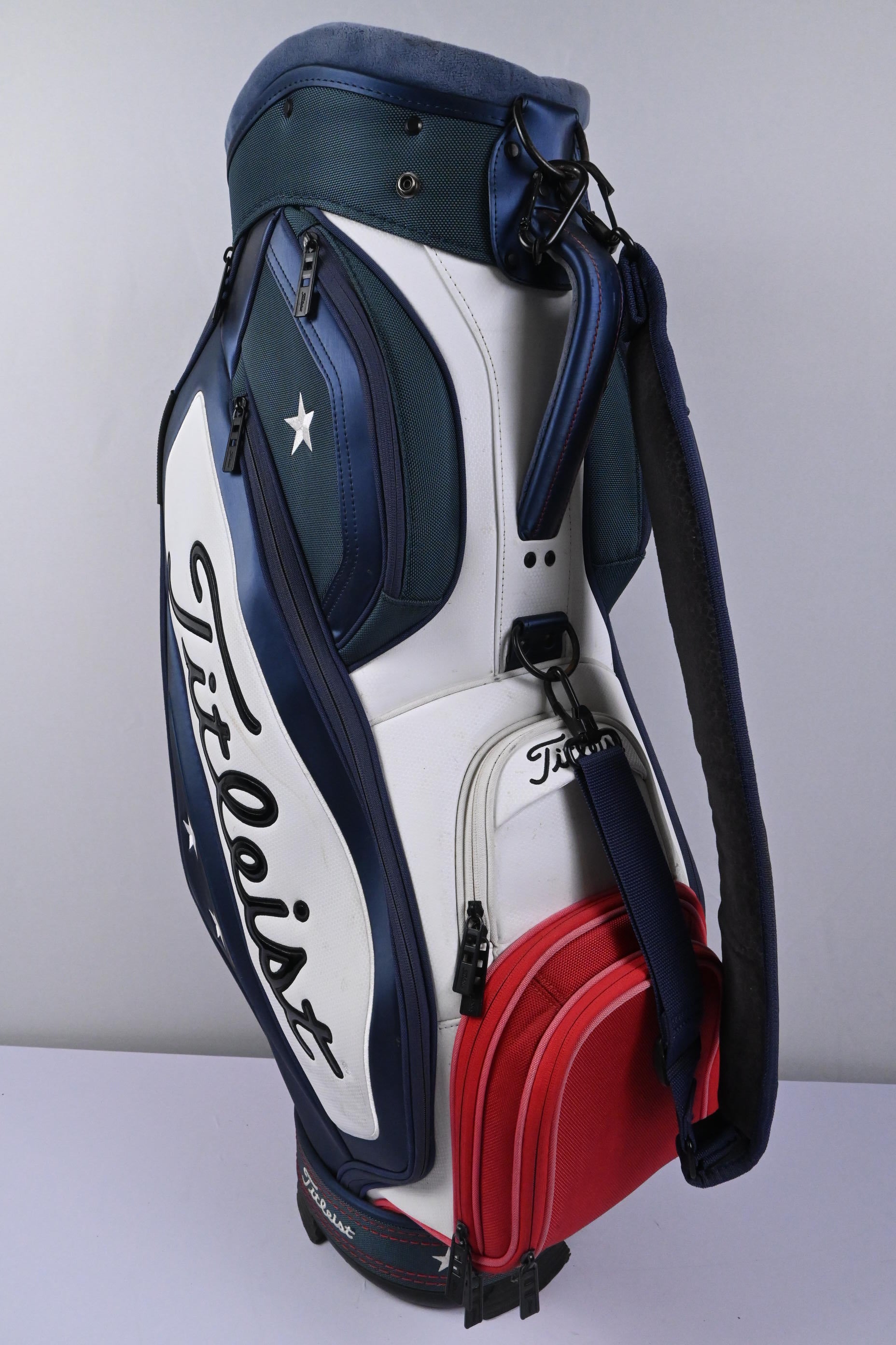Titleist U.S. Open Tour Staff Cart Bag / 6-Way Divider / Blue, Red & White