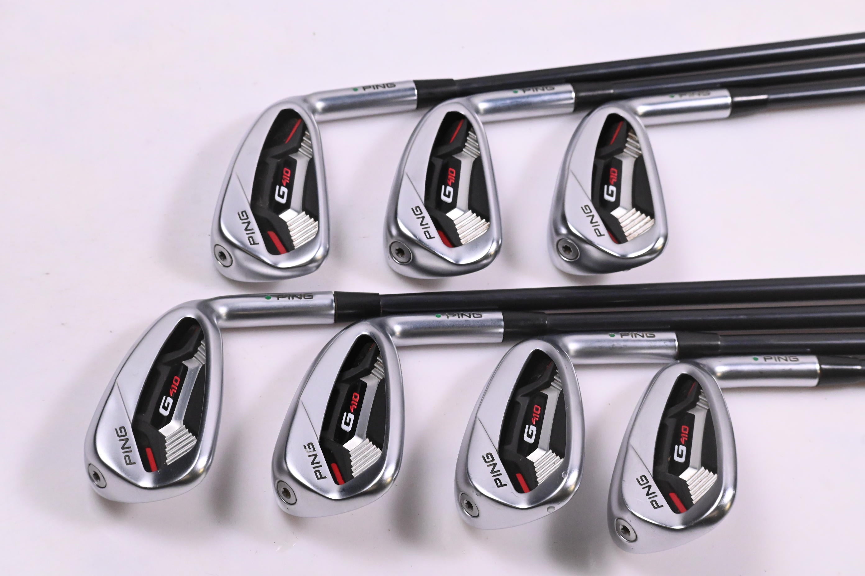 Ping G410 Irons / 5-PW+GW / Green Dot / Regular Flex Ping Alta CB Red Shafts
