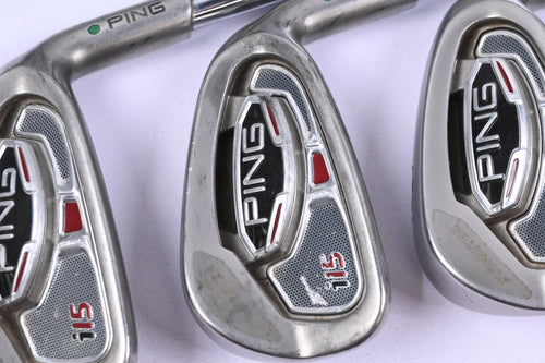 Ping i15 Irons / 3-PW / Green Dot / Stiff Flex Ping AWT Shafts