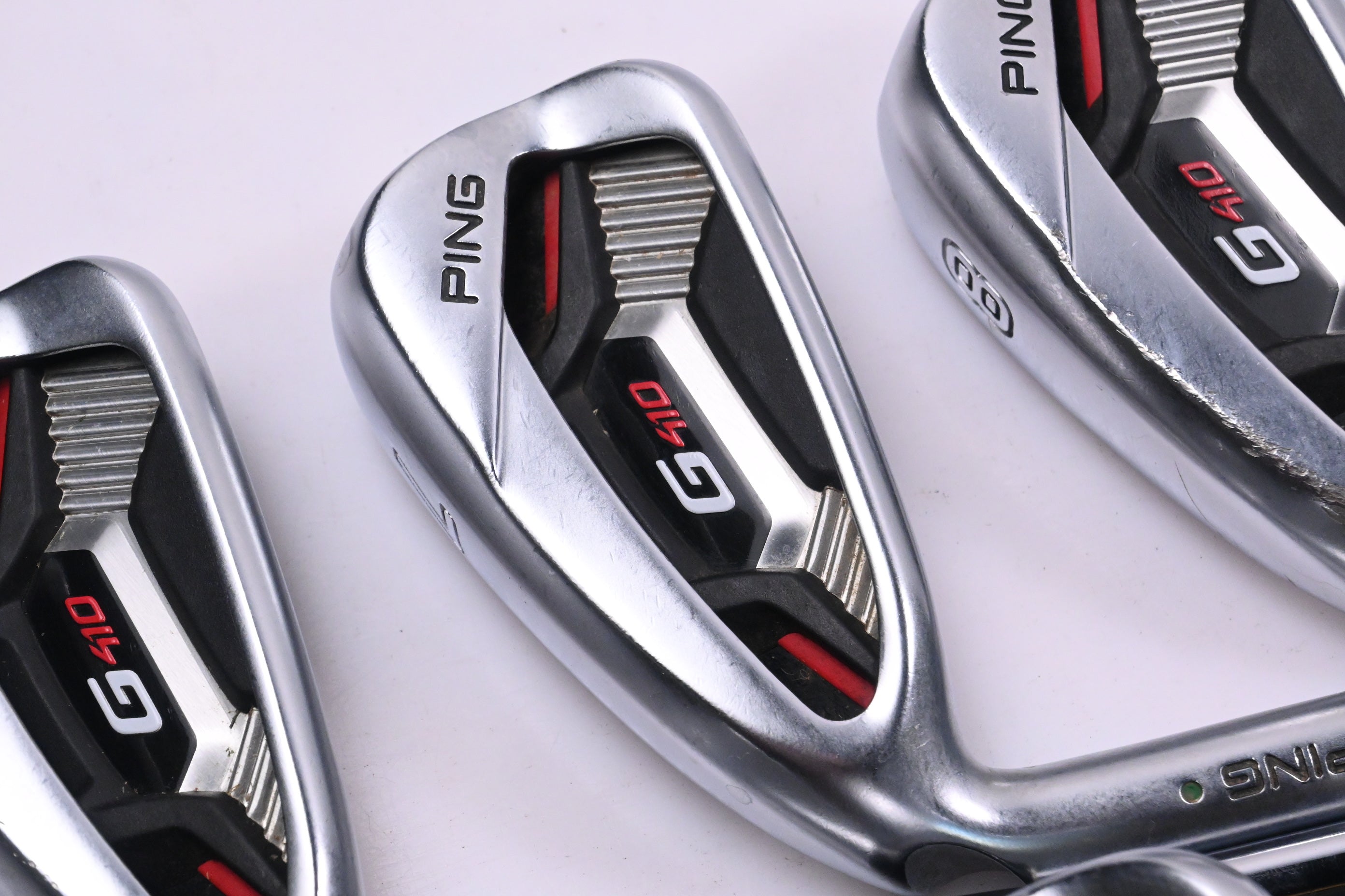 Left Hand Ping G410 Irons / 6-PW+SW / Green Dot / Regular Flex Ping AWT 2.0