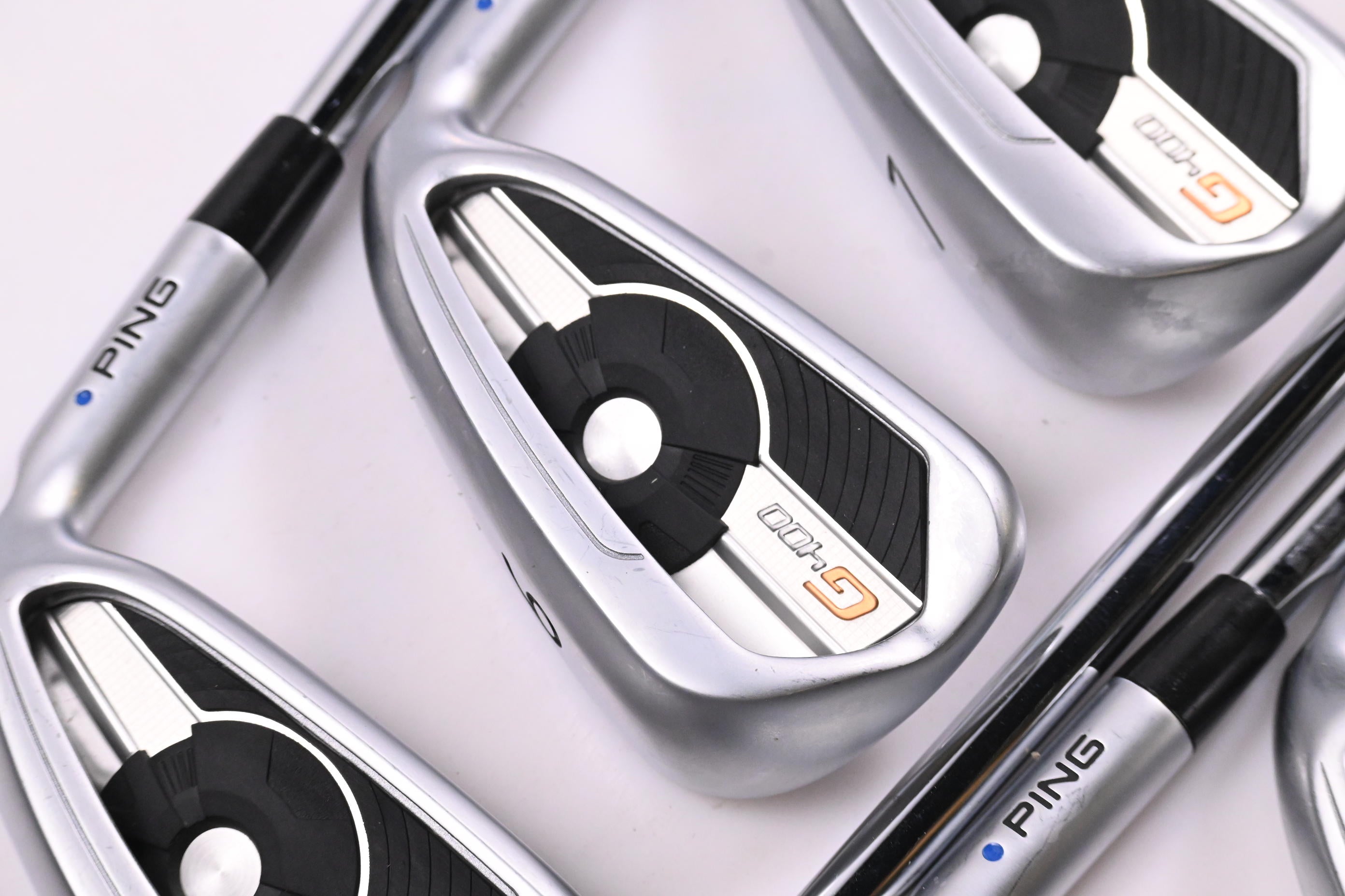 Ping G400 Irons / 5-PW+SW / Blue Dot / Stiff Flex Ping AWT 2.0 Shafts