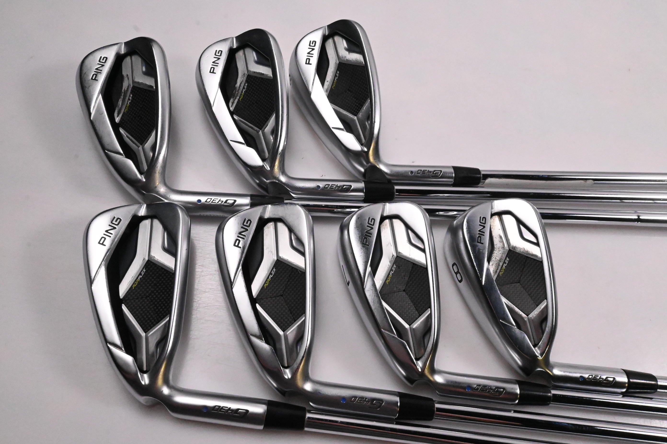 Left Hand Ping G430 Irons / 5-PW+50° / Blue Dot / Regular Flex Elevate MPH 95