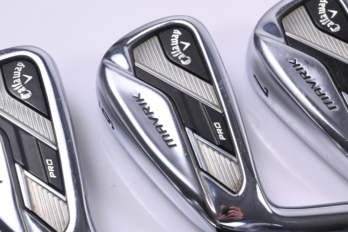 Left Hand Callaway Mavrik Pro Irons / 5-PW / Stiff Flex Elevate 105 Shafts