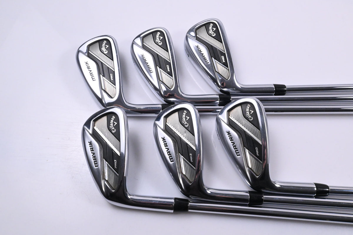 Left Hand Callaway Mavrik Pro Irons / 5-PW / Stiff Flex Elevate 105 Shafts