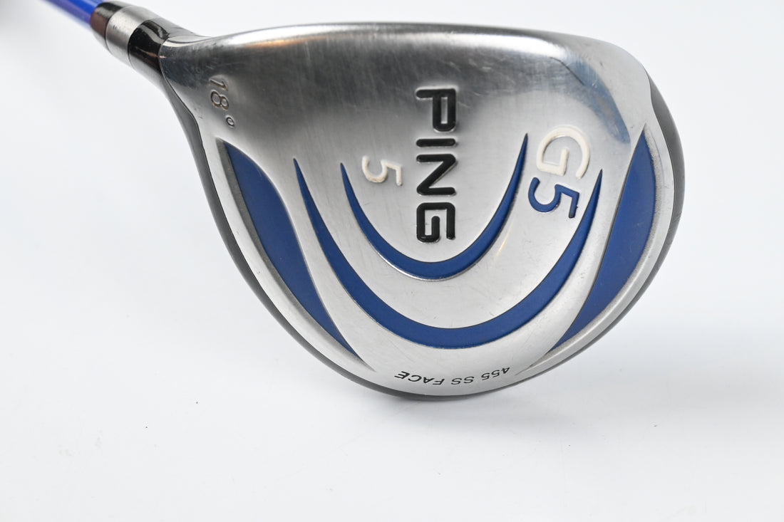Left Hand Ping G5 #5 Wood / 18 Degree / Regular Flex Grafalloy ProLaunch Blue 75