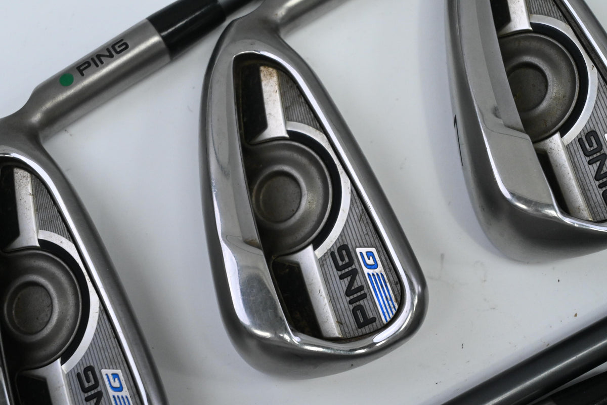 Ping G Series Irons / 5-PW+UW+SW / Green Dot / Senior Flex Ping CFS 65 Shafts