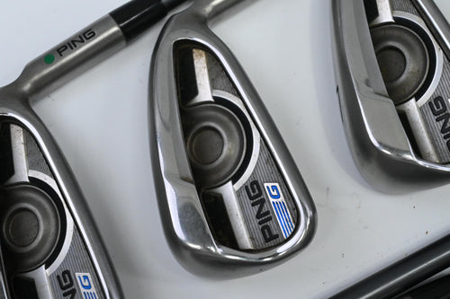 Ping G Series Irons / 5-PW+UW+SW / Green Dot / Senior Flex Ping CFS 65 Shafts