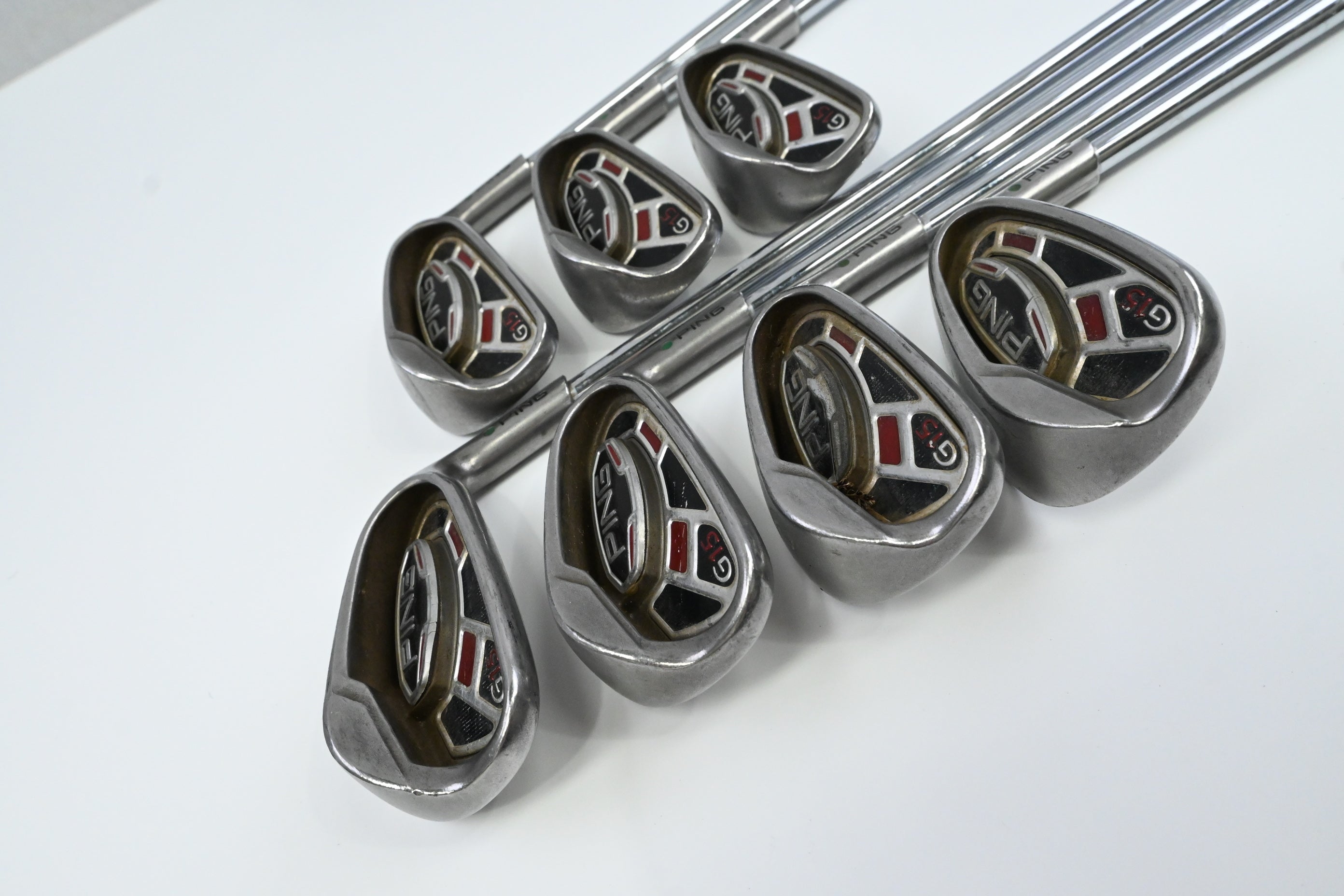 Ping G15 Irons / 5-PW+SW / Green Dot / Regular Flex Ping AWT Shafts