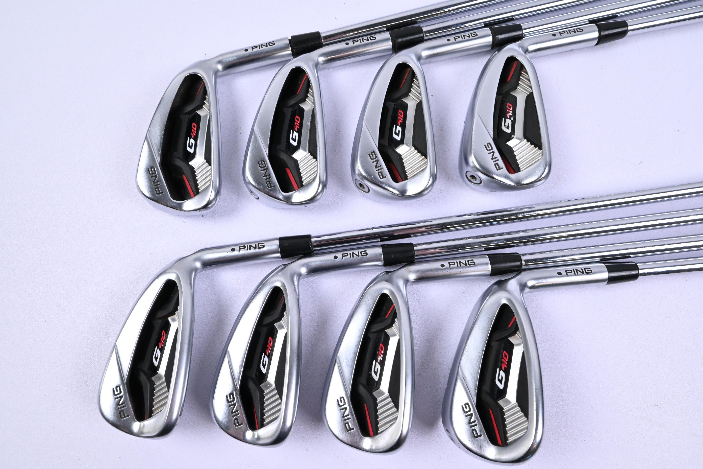 Ping G410 Irons / 4-PW+SW / Black Dot / Regular Flex Ping AWT 2.0 Shafts
