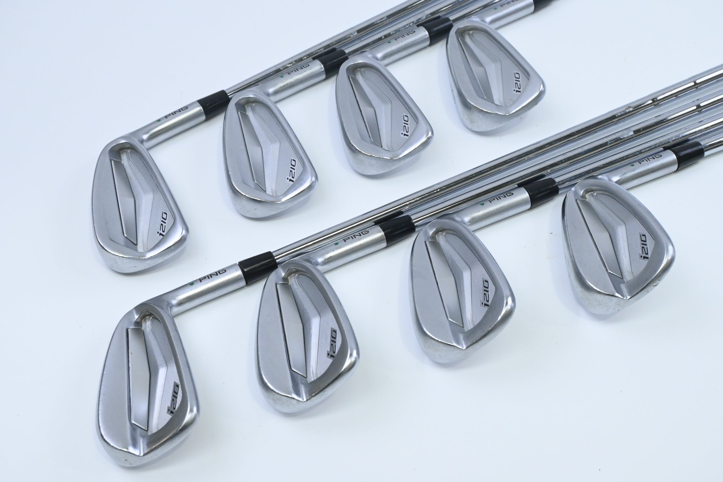 Ping i210 Irons / 3-PW / Green Dot / Stiff Flex Ping AWT 2.0 Shafts