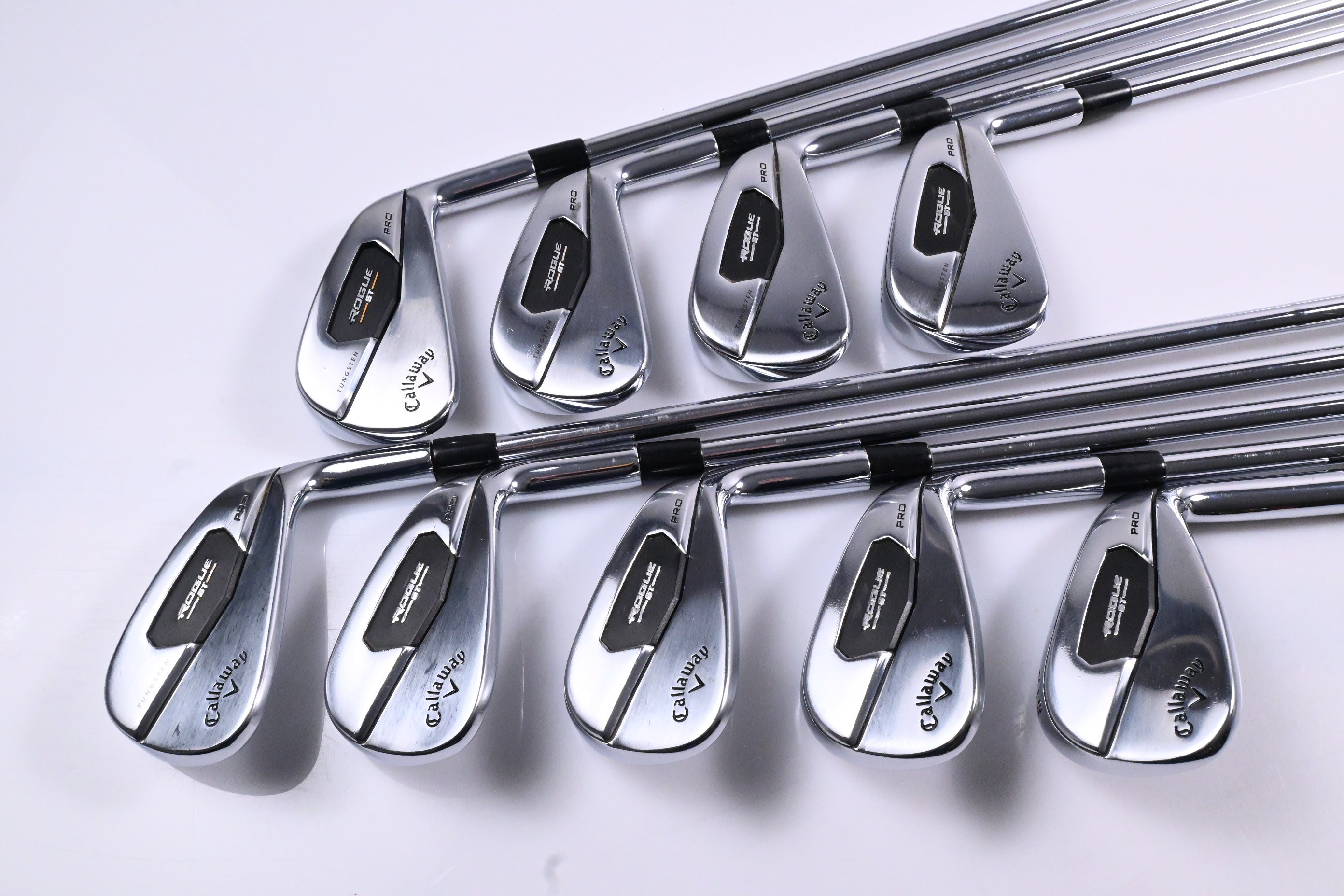 Callaway Rogue ST Pro Irons / 3-PW+AW / Regular Flex Elevate MPH 95 Shafts