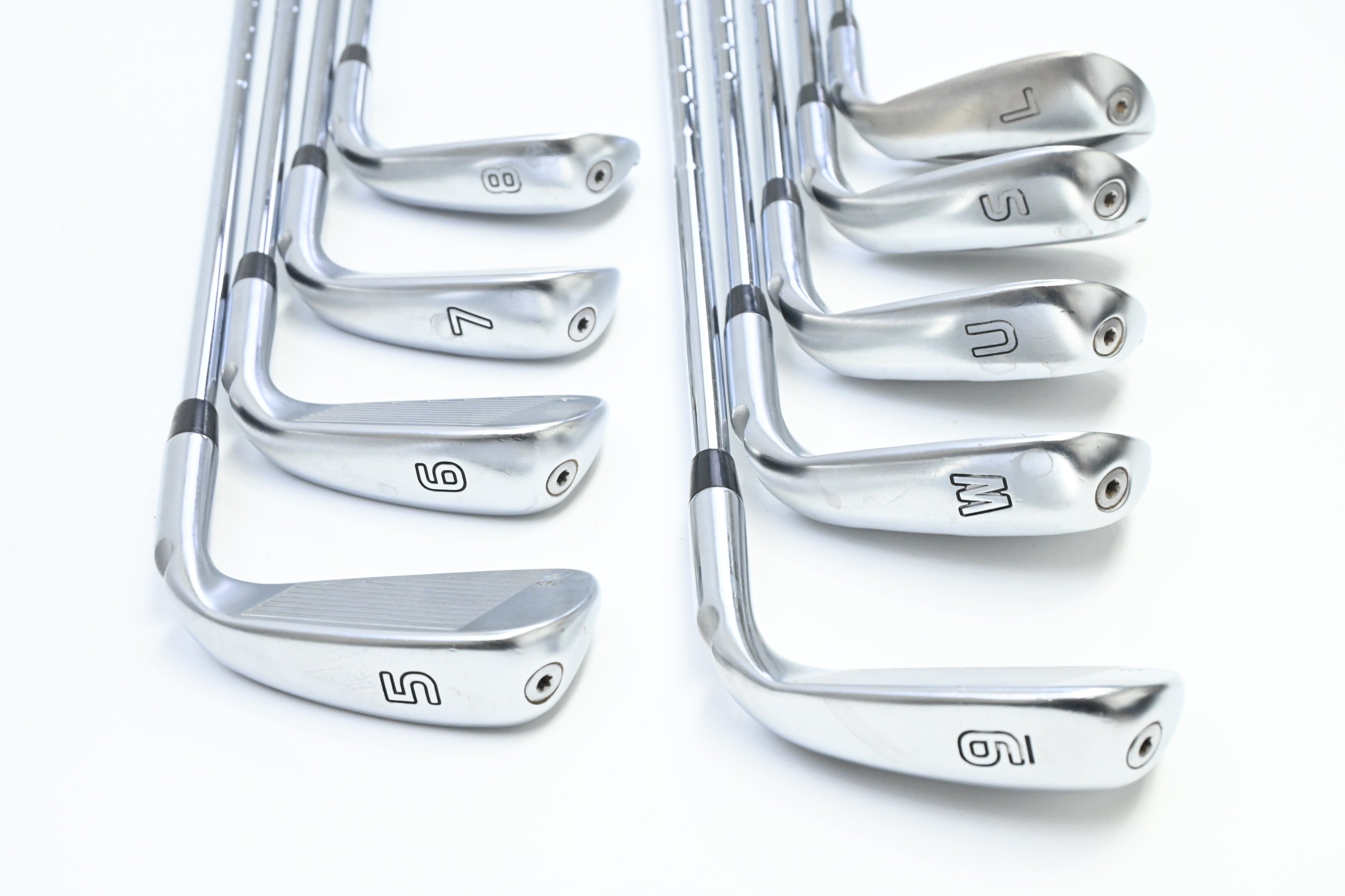 Left Hand Ping G425 Irons / 5-PW+UW+SW+LW / Green Dot / Stiff Flex NS Pro Modus3