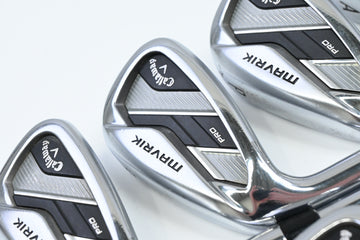 Left Hand Callaway Mavrik Pro Irons / 4-PW+AW / Regular Flex Elevate 105 Shafts