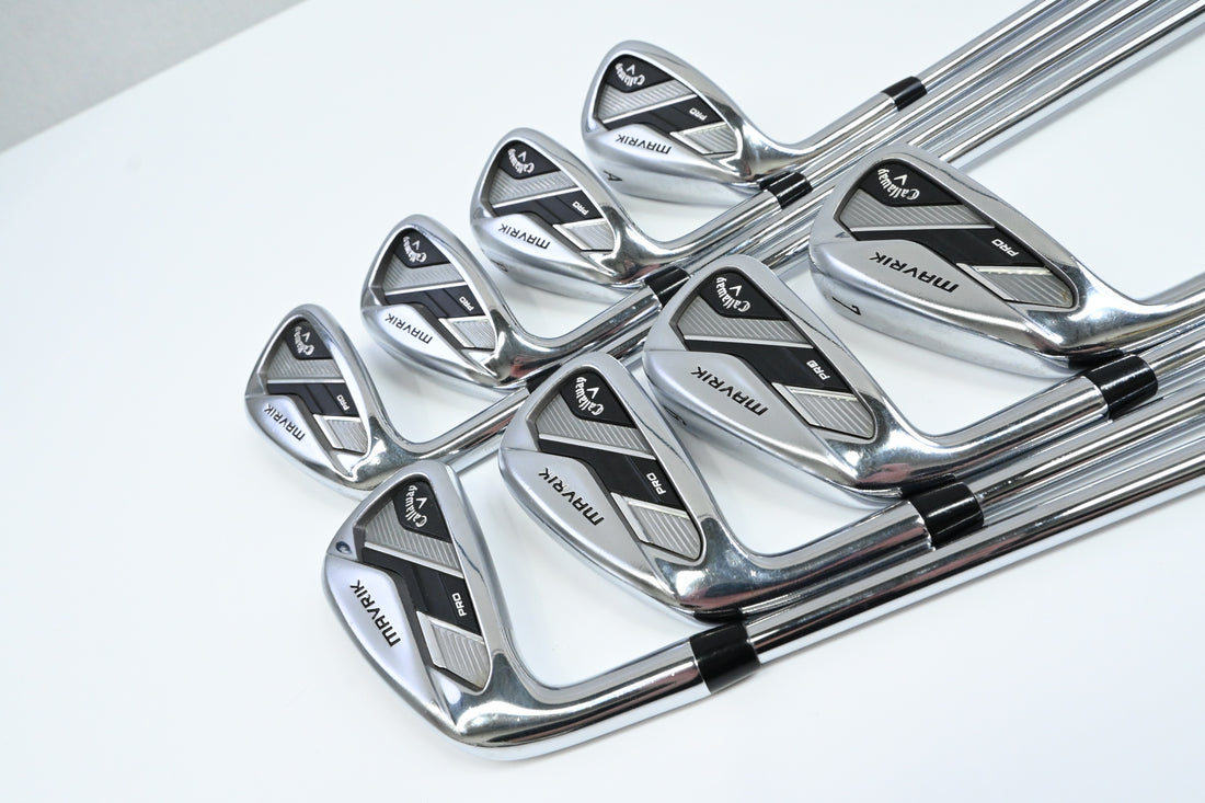 Left Hand Callaway Mavrik Pro Irons / 4-PW+AW / Regular Flex Elevate 105 Shafts