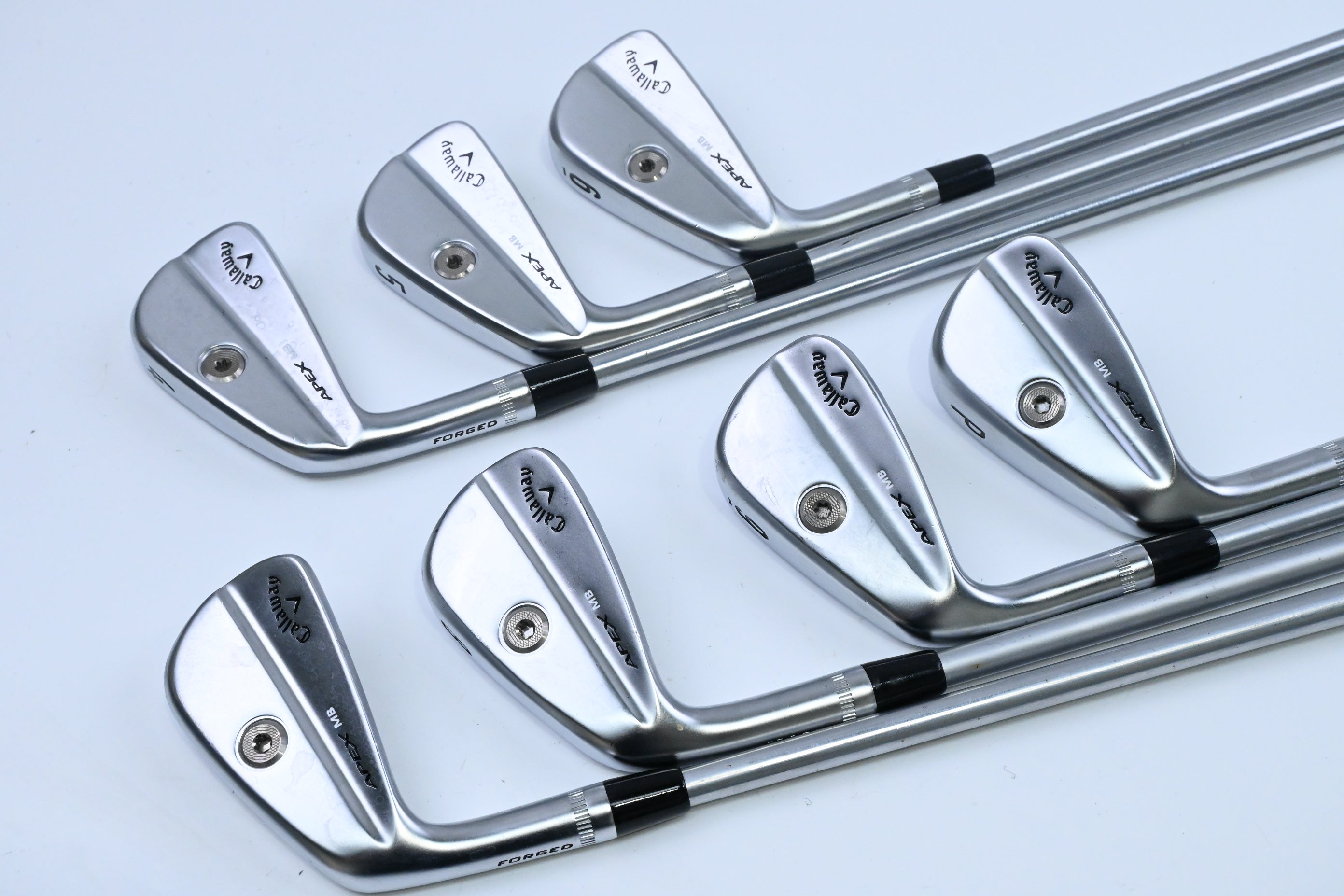Left Hand Callaway Apex MB 21 Irons / 4-PW / Stiff Flex Project X LS 120 Shaft