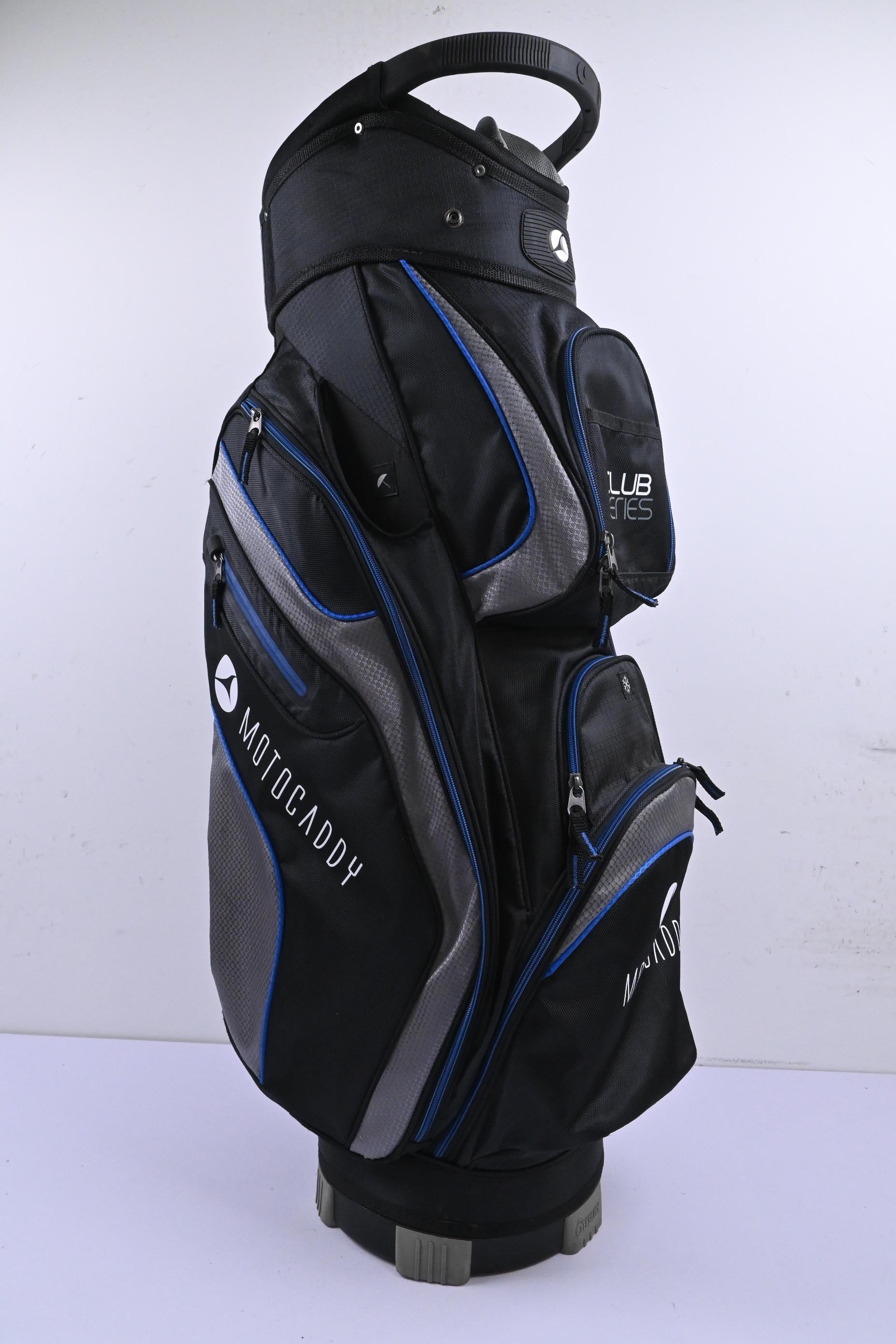 Motocaddy Club Series Cart Bag / 14-Way Divider / Black, Grey & Blue