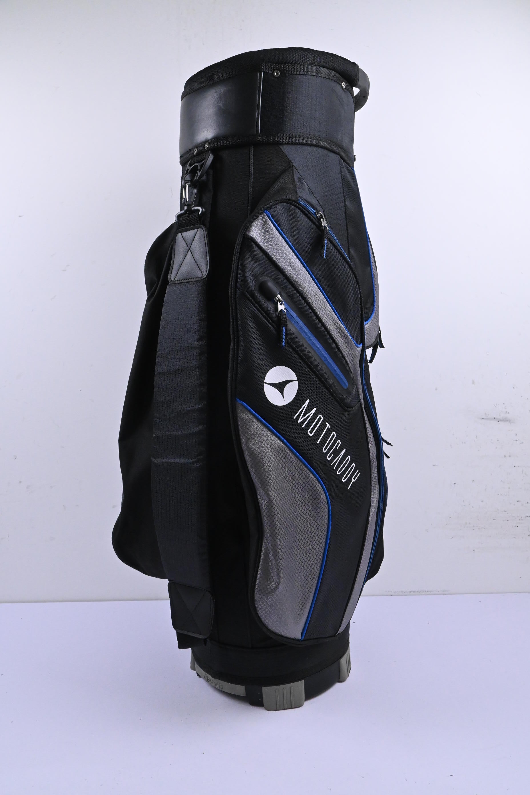 Motocaddy Club Series Cart Bag / 14-Way Divider / Black, Grey & Blue