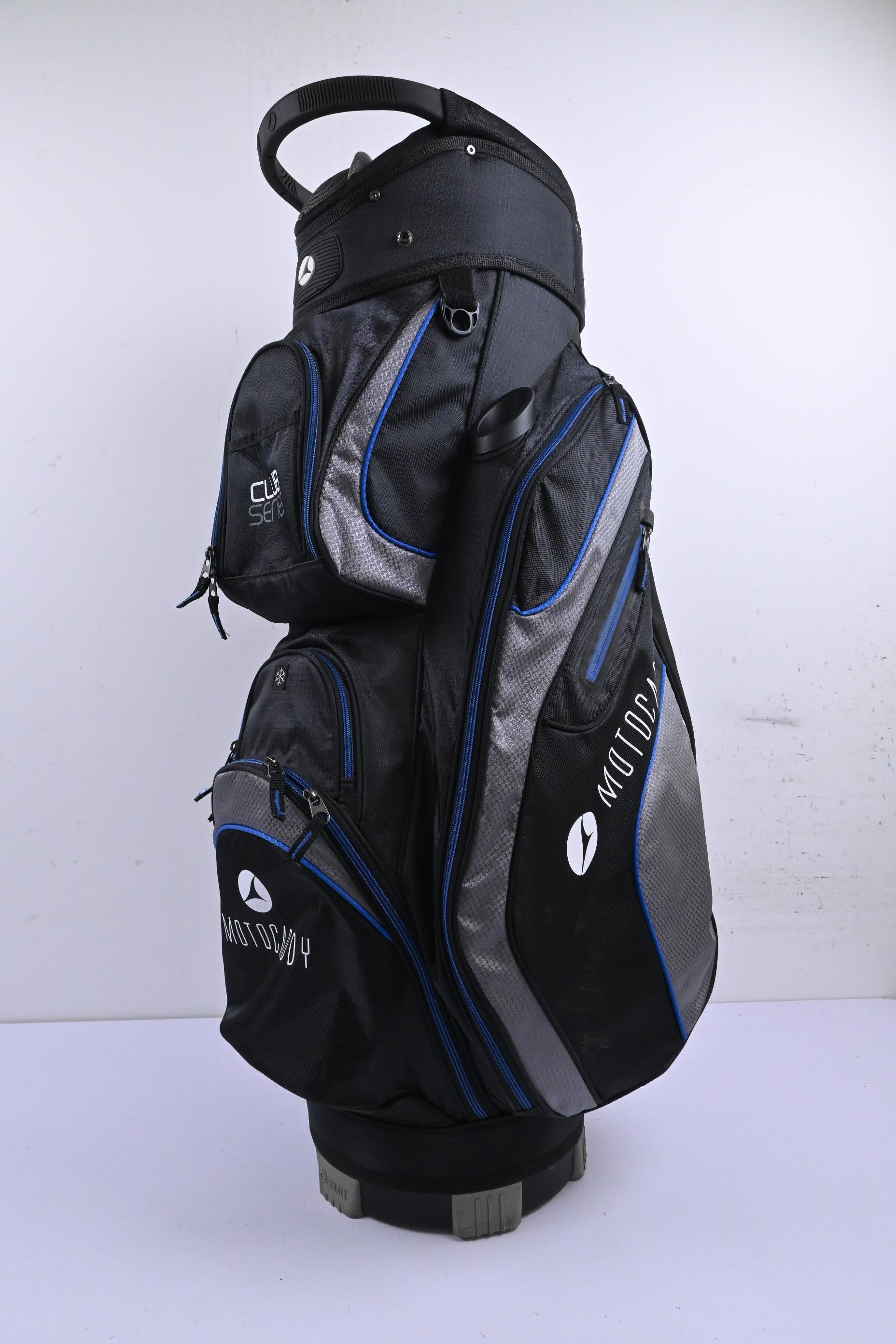 Motocaddy Club Series Cart Bag / 14-Way Divider / Black, Grey & Blue