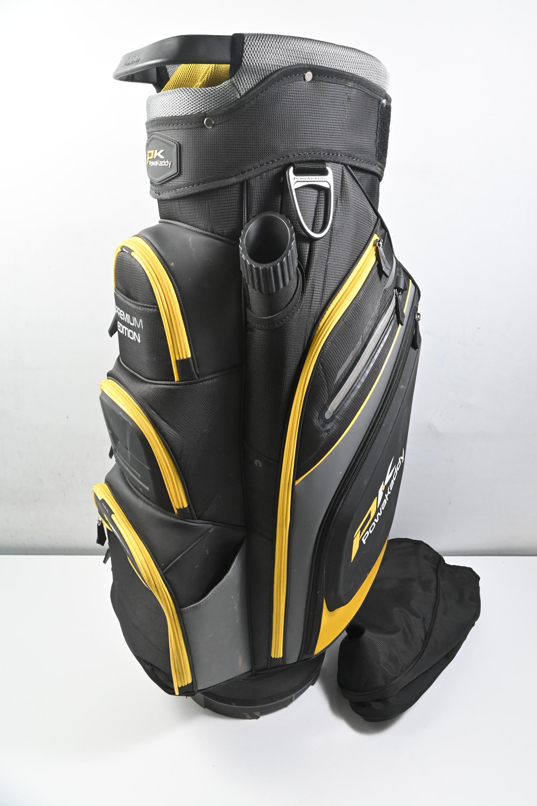Powakaddy Premium Edition Cart Bag / 14-Way Divider / Black, Grey & Yellow