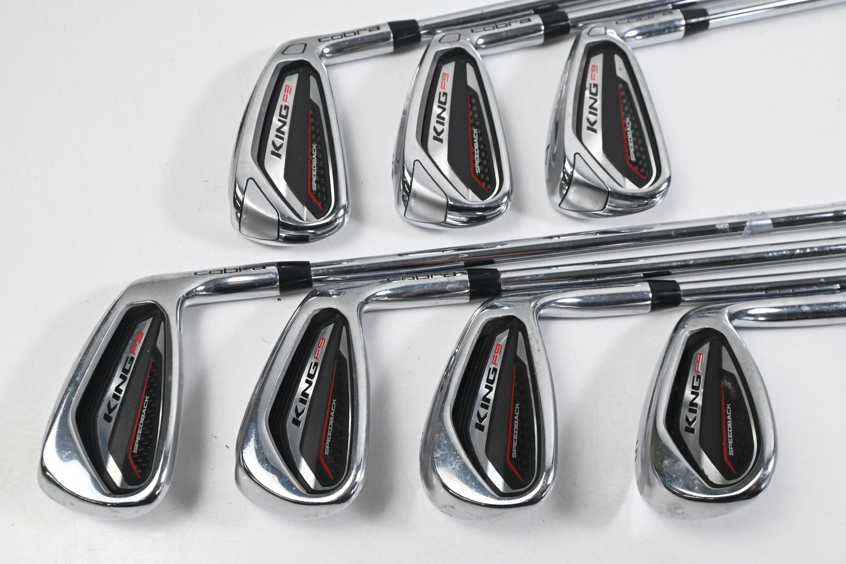 Cobra King F9 Irons / 5-PW+SW / Regular Flex KBS Tour-V 90 Shafts