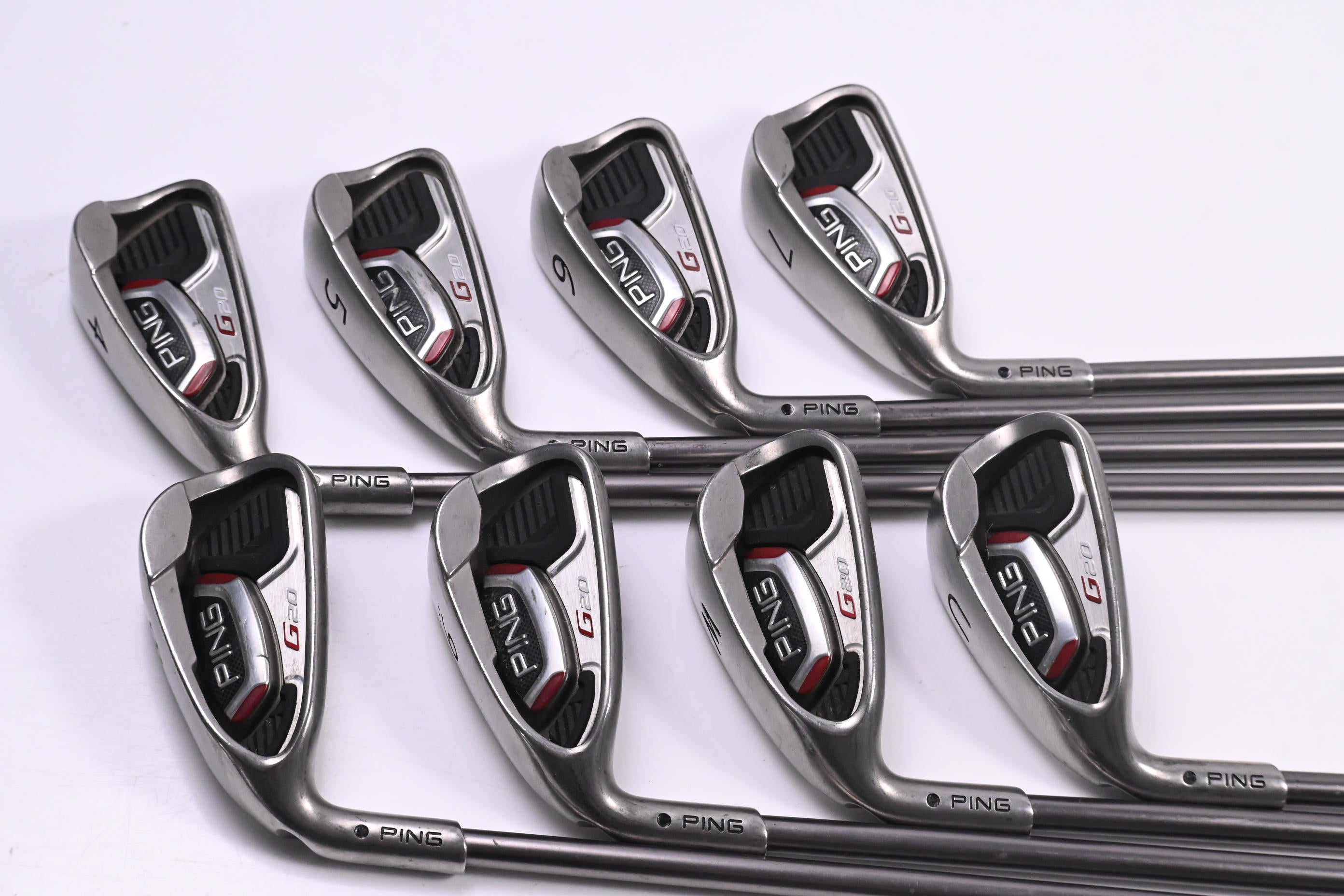 Left Hand Ping G20 Irons / 4-PW+GW / Black Dot / Senior Flex Ping TFC 169 Shafts