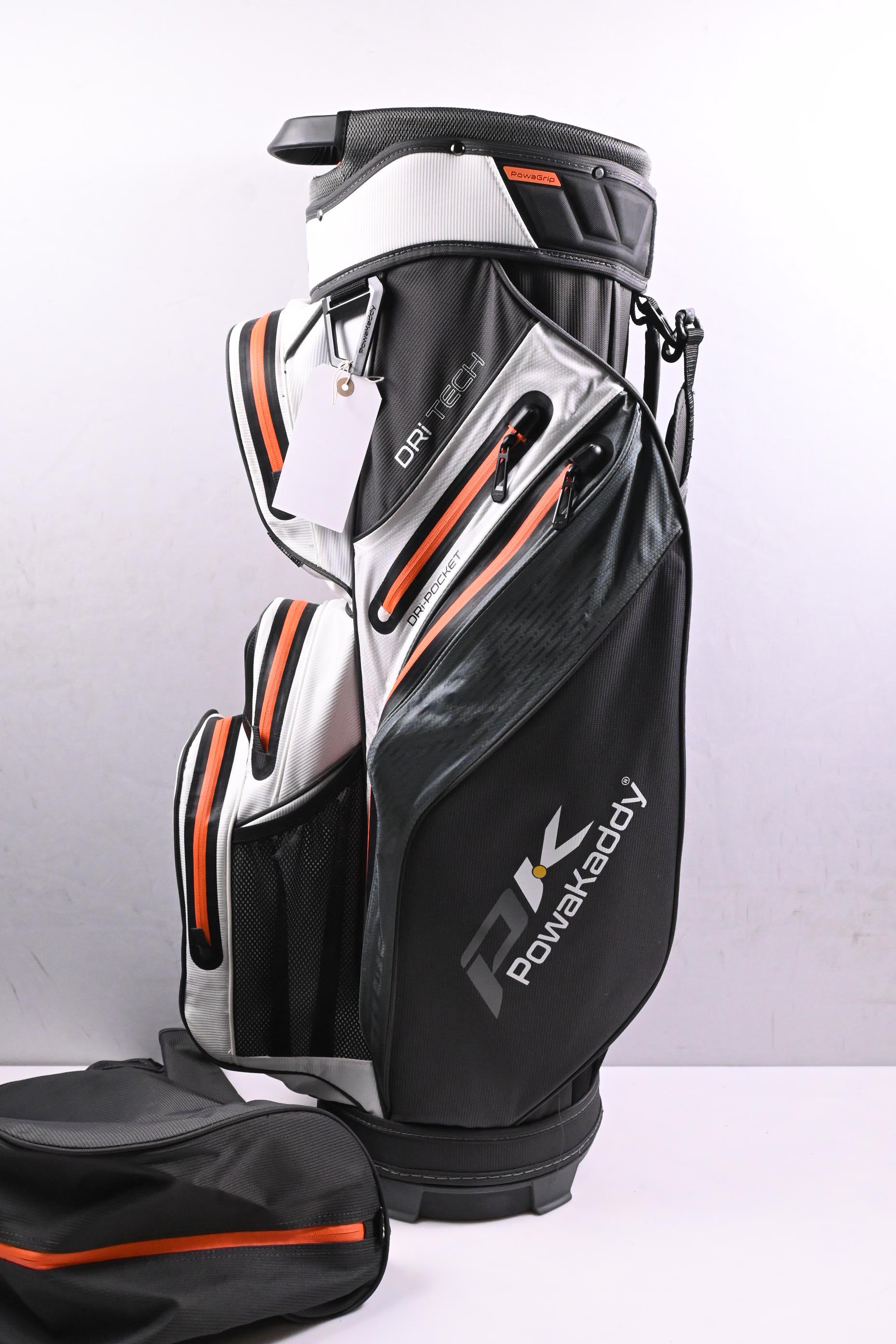 Powakaddy Dri-Tech Cart Bag / 14-Way Divider / Black, White, Orange