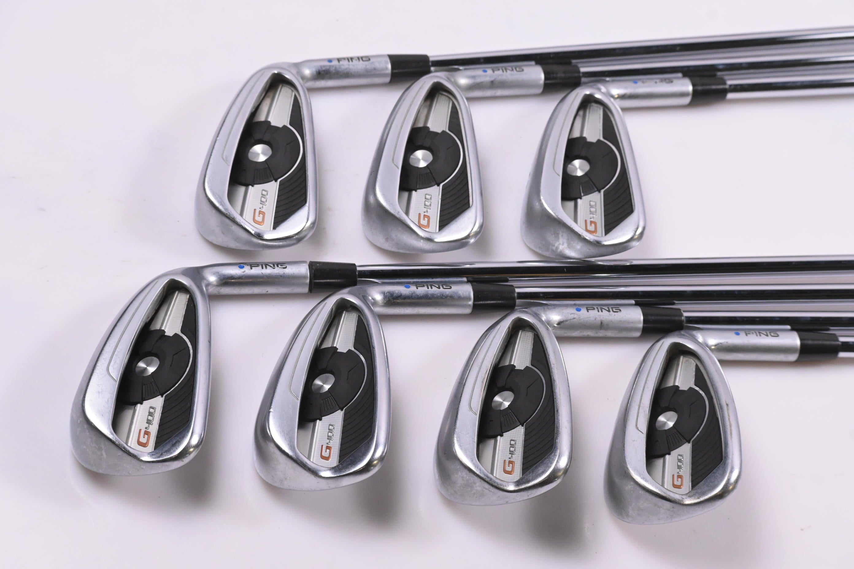 Ping G400 Irons / 4-PW / Blue Dot / Regular Flex Ping AWT 2.0 Shafts