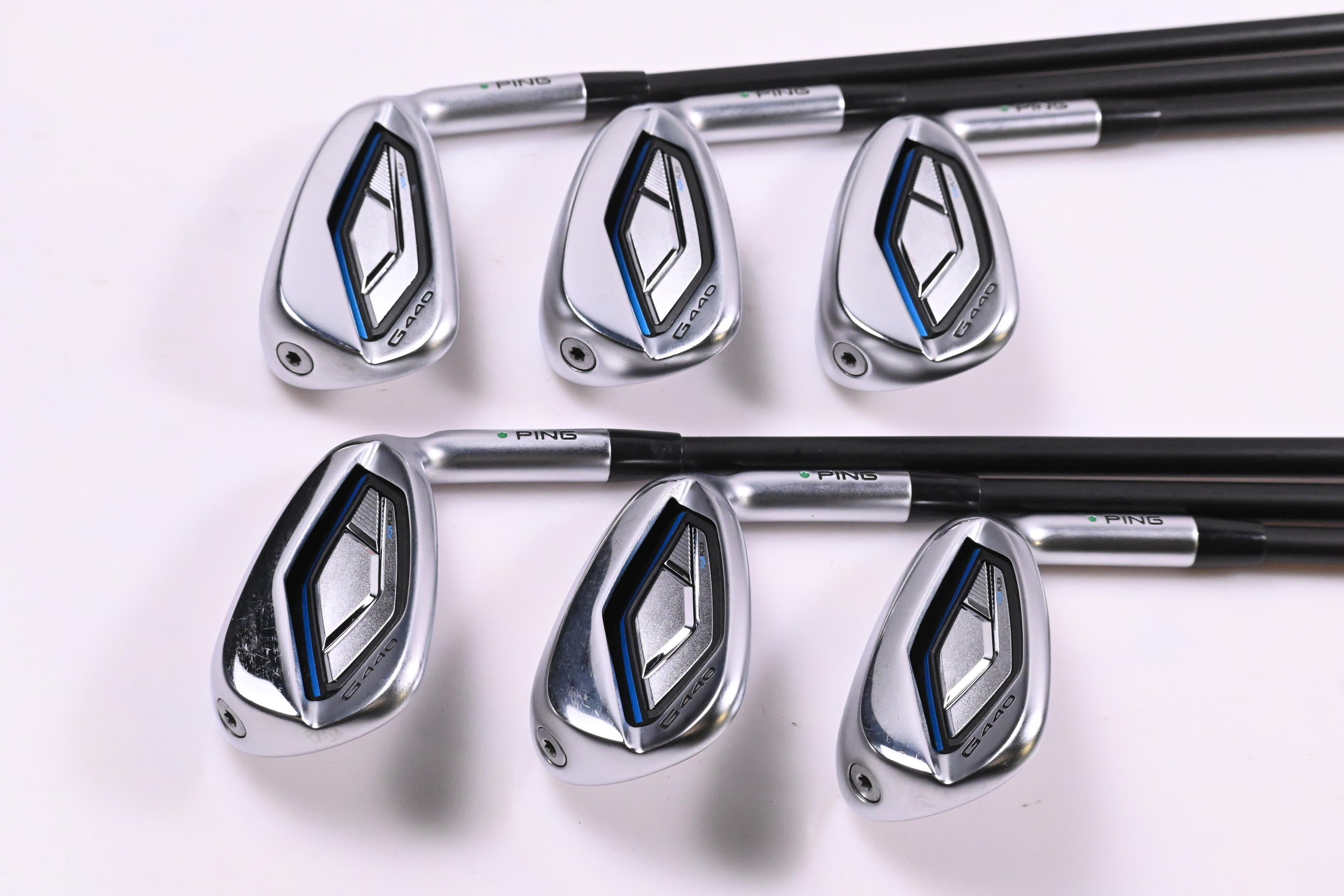 Ping G440 Irons / 7-PW+UW+52° / Green Dot / Senior Flex Ping ALTA CB Blue AWT