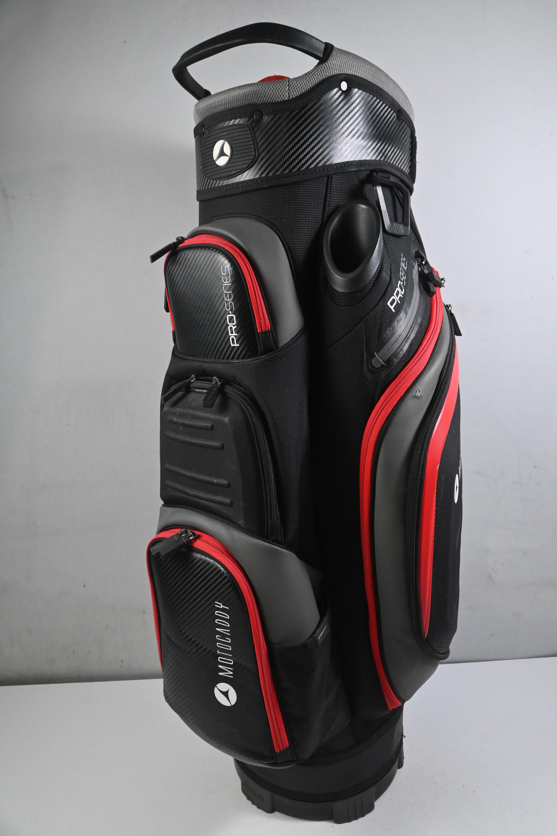 Motocaddy Pro Series Cart Bag / 14-Way Divider / Black, Grey & Red