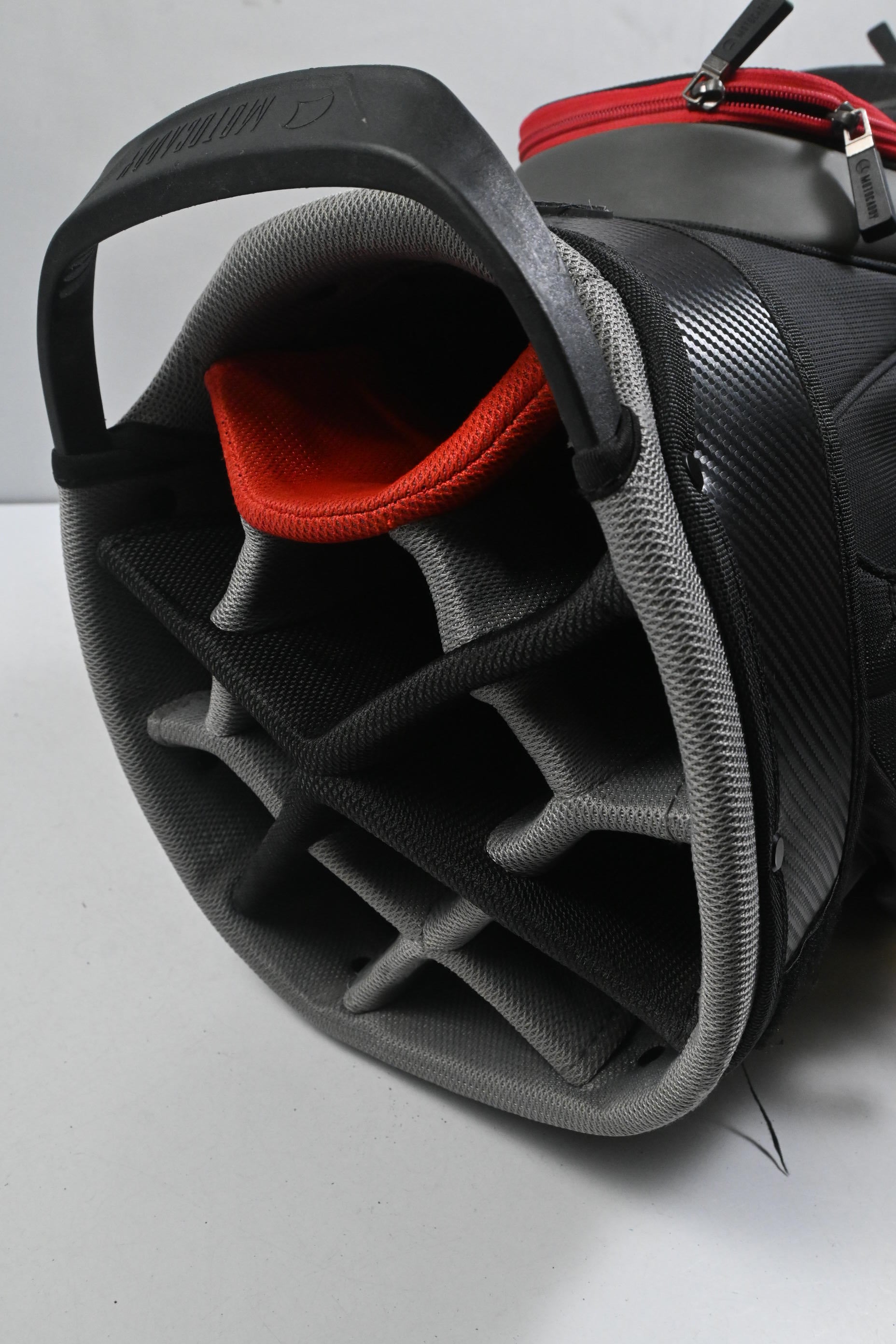 Motocaddy Pro Series Cart Bag / 14-Way Divider / Black, Grey & Red
